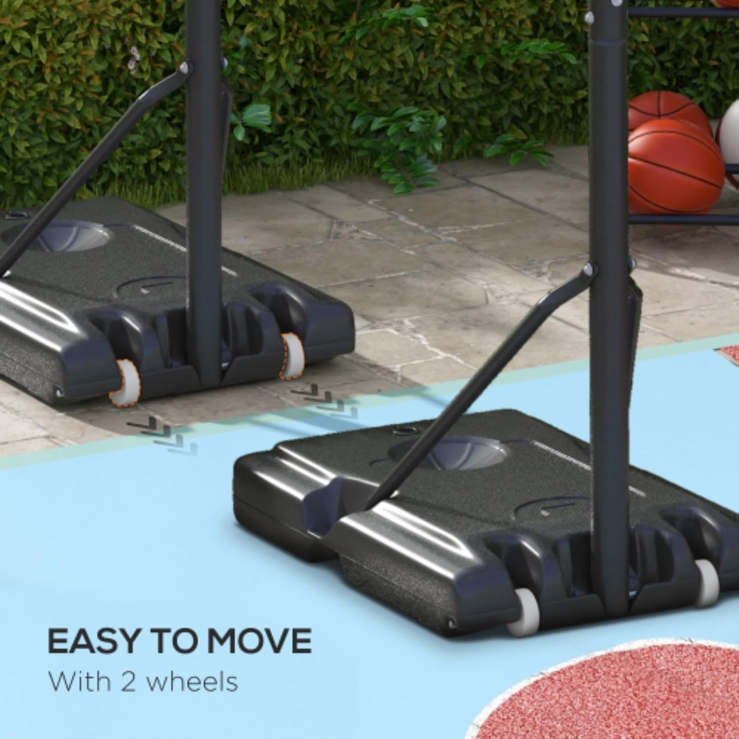 Portable Basketball Stand, Outdoor Basketball Stand, 7.7-10 Ft Height Adjustable Basketball Stand with 43 Inch Shatterproof Backboard, Wheels and Fillable Base for Teens, Youth and Adults