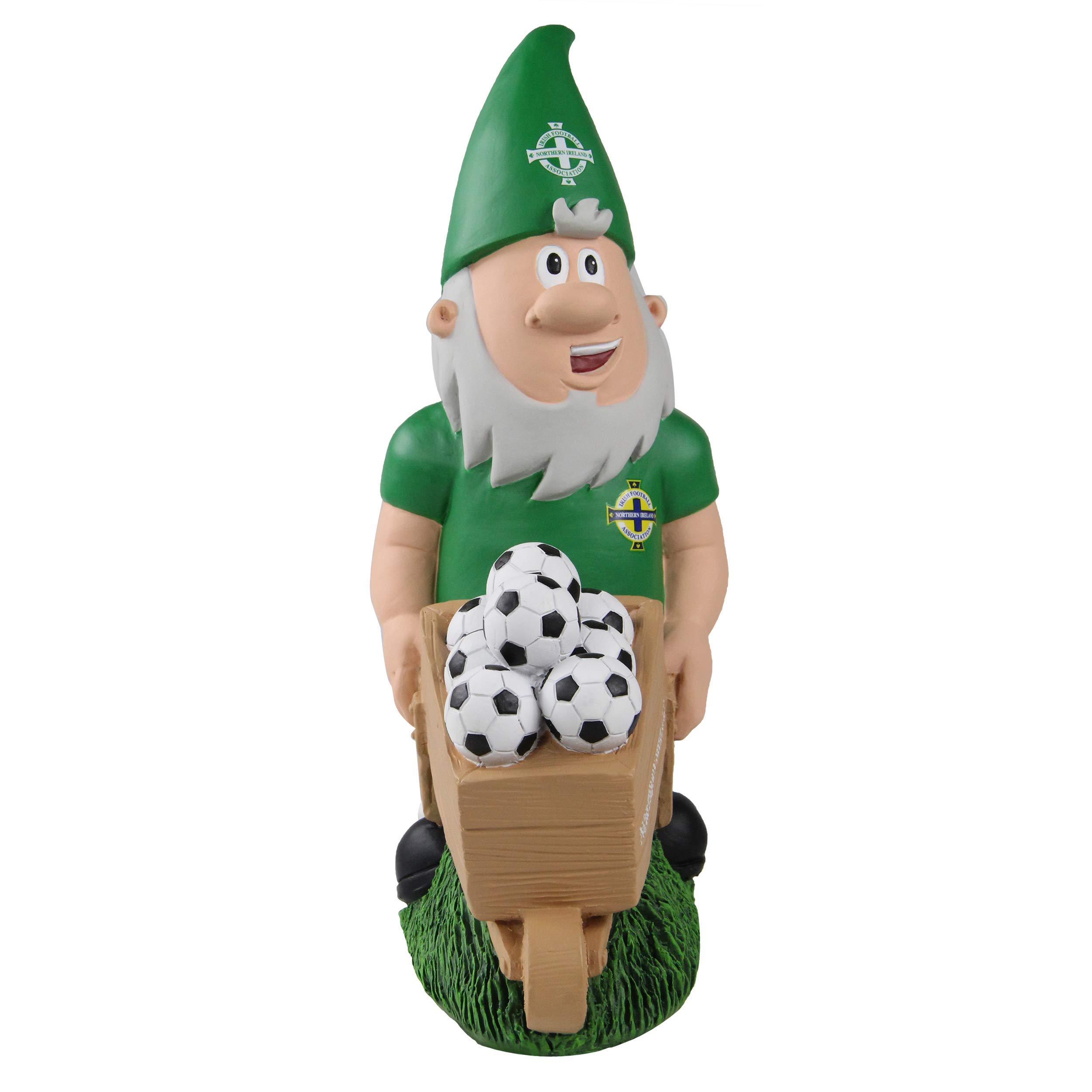 FOCO FOOTBALL EPL NORTHERN IRELAND IFA WHEELBARROW GARDEN GNOME 10.5" ORNAMENT INDOOR/OUTDOOR