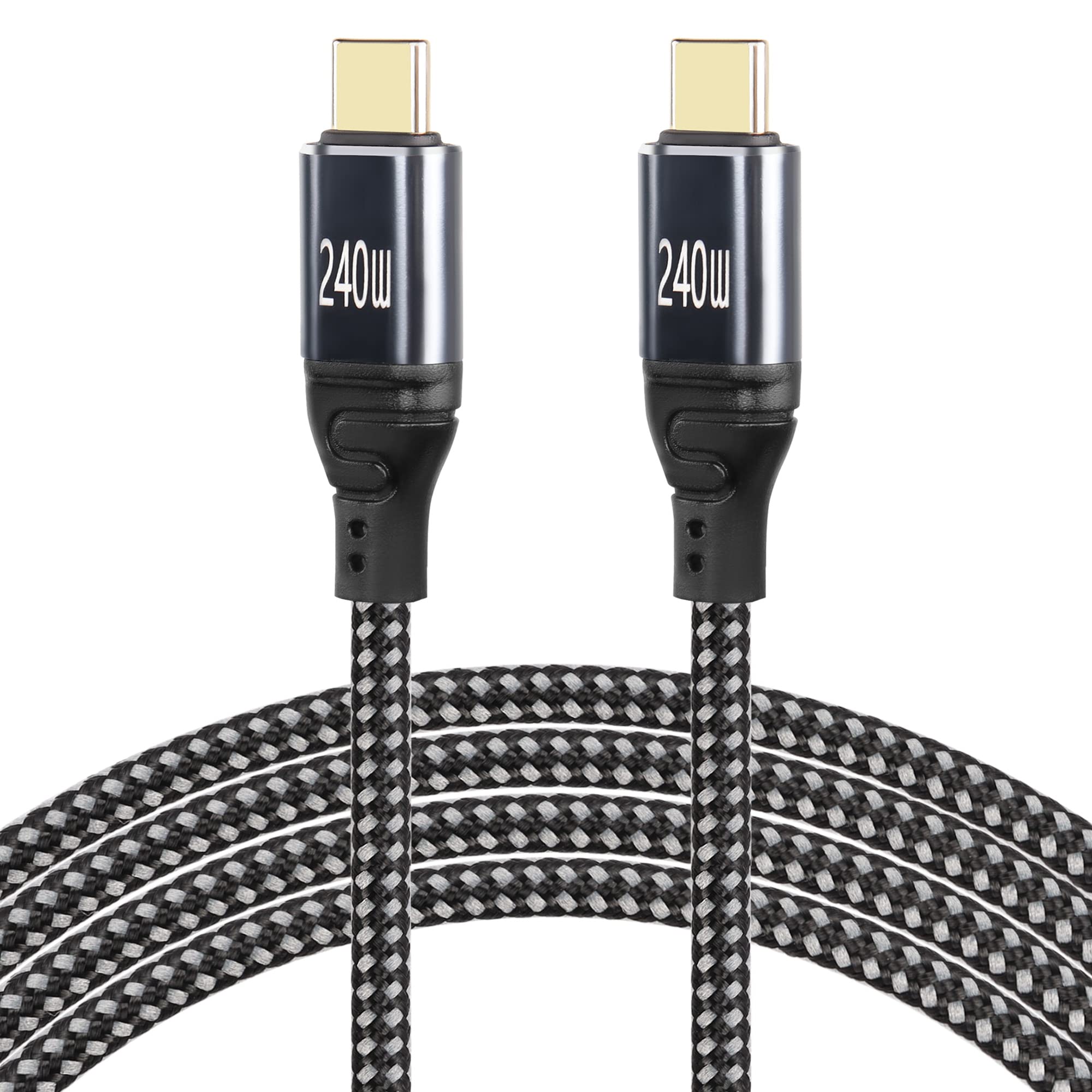 GELRHONR240W USB C to USB C Cable,PD3.1 (48V 5A) USB Type-C Fast Charging Cable,USB 2.0 480 Mbps Data Transfer,for Type-C Laptop, Hub, Docking, and More (Black - 2M/6.5Ft)