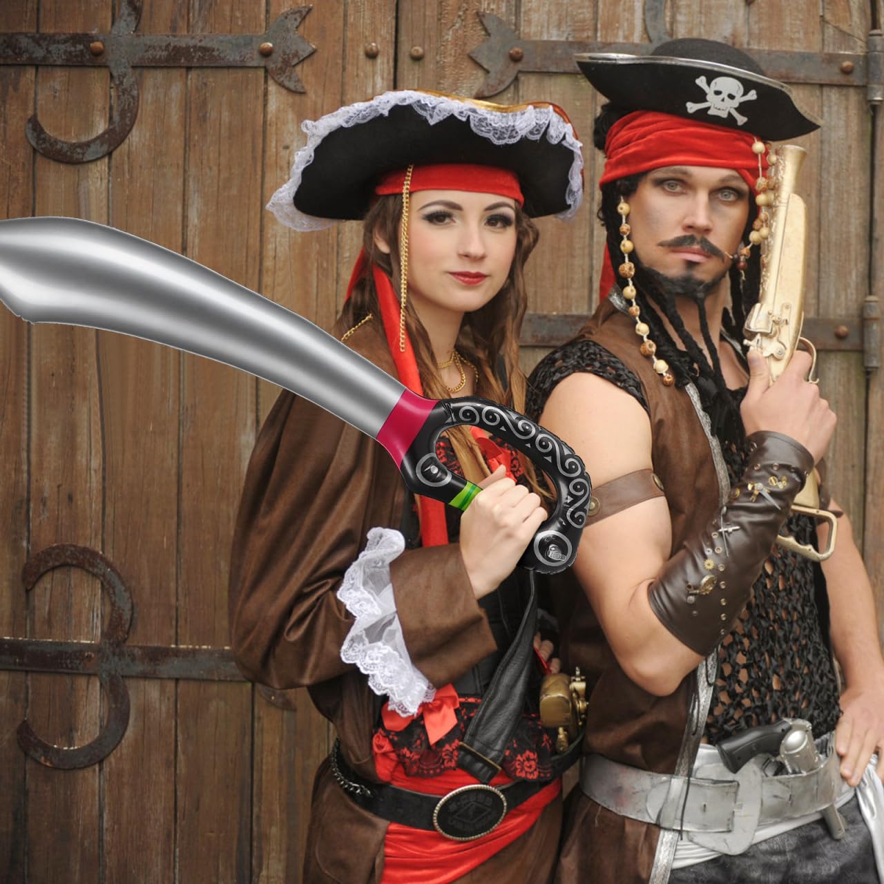 TOYANDONA 12Pcs Gonfiabile Pirati 27. 5 Pollici per Bambini Gonfiabile Spade per Pirate Festa di Compleanno di Halloween Puntelli Cosplay