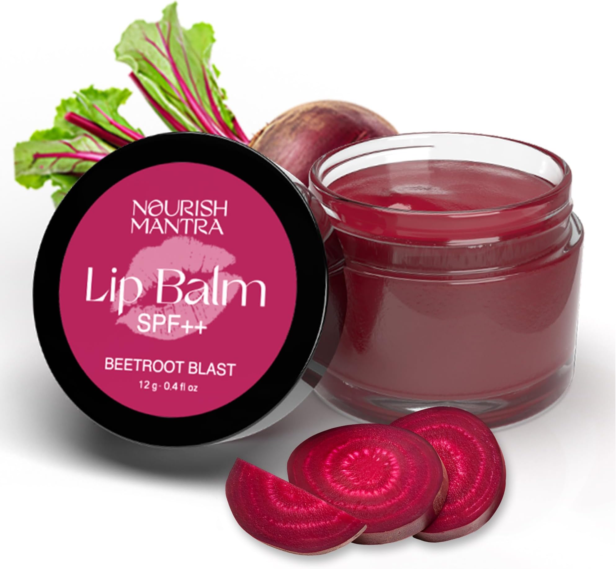 Beetroot Blast Lip Balm with SPF | Made with Olive oil, Vitamin E and Avocado Oil | For Dry, Chapped & Dark Lips | Best for Women and Men | 12g, Pack of 1 Pink, red