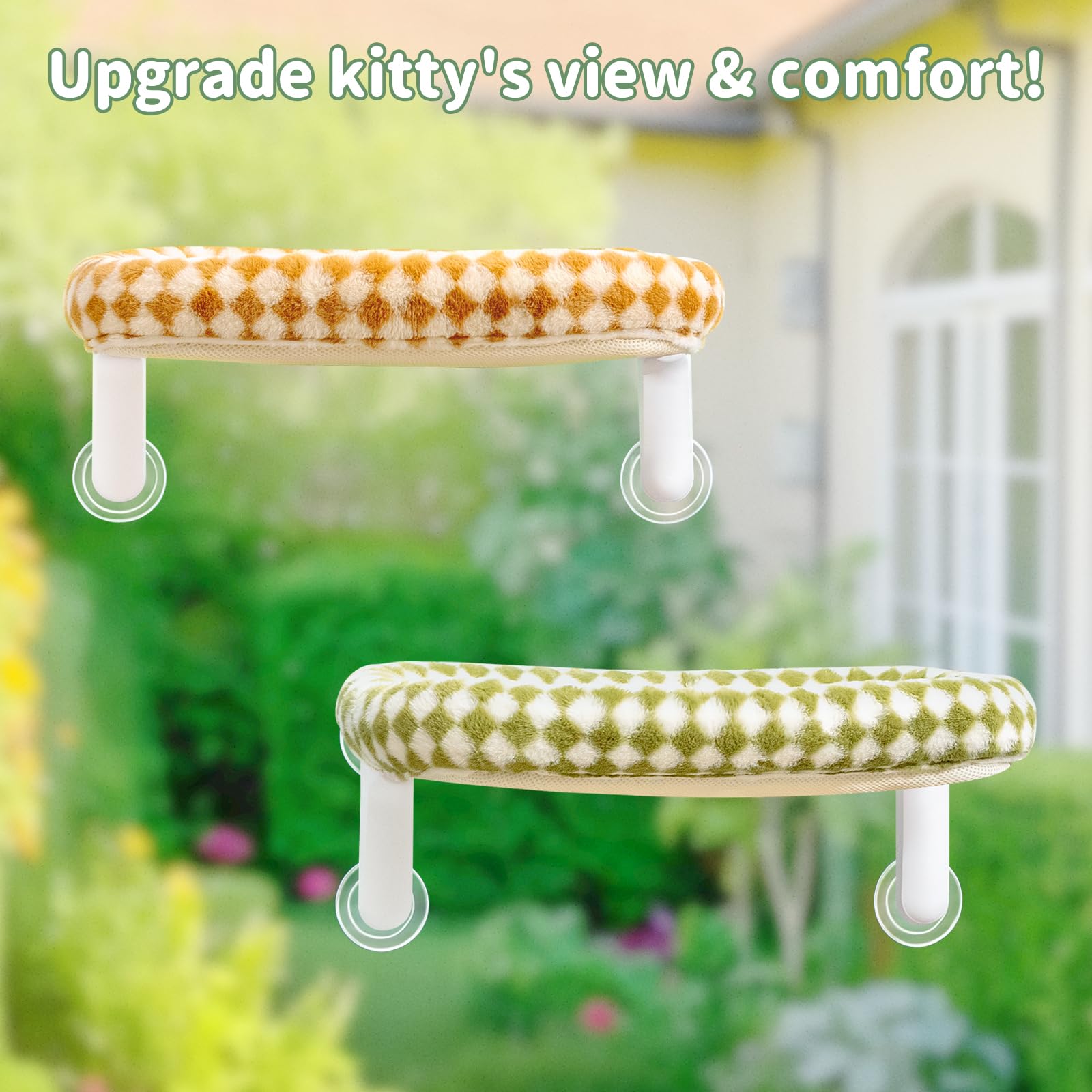 Sunhoo Lettino pieghevole per finestra per gatti, per davanzale, amaca, con ventosa, per interni, con morbido cuscino in peluche, lavabile in lavatrice, 54 x 30 cm (marrone, M)
