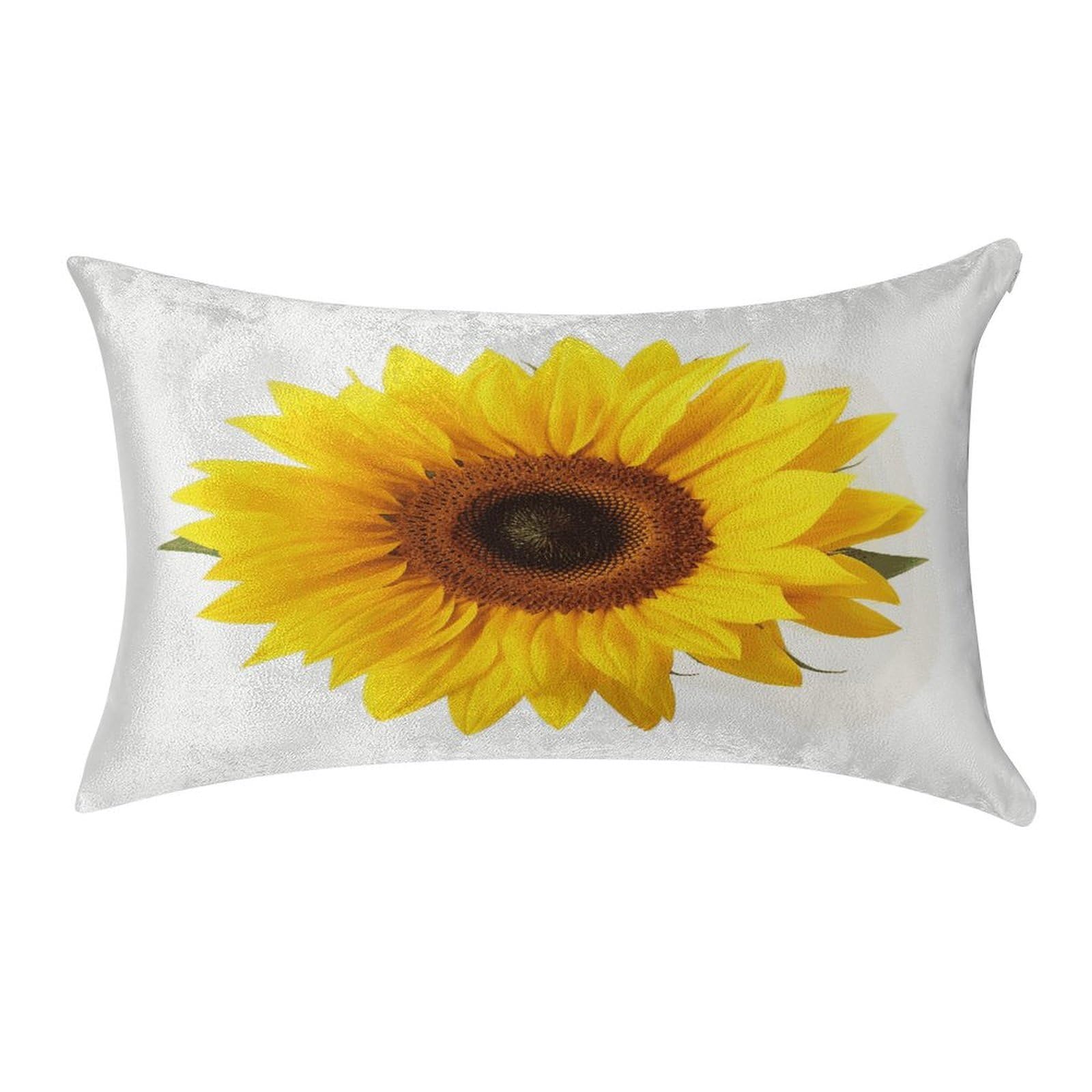 LDGSUPH Sunflower Isolated Velvet Throw Pillow Covers Cozy Pillow Shams Pillowcases Detachable Pillow Cases Soft Cushion Cover with Zipper for Sofa Car Bed Pillow Protectors 12 "×20 "