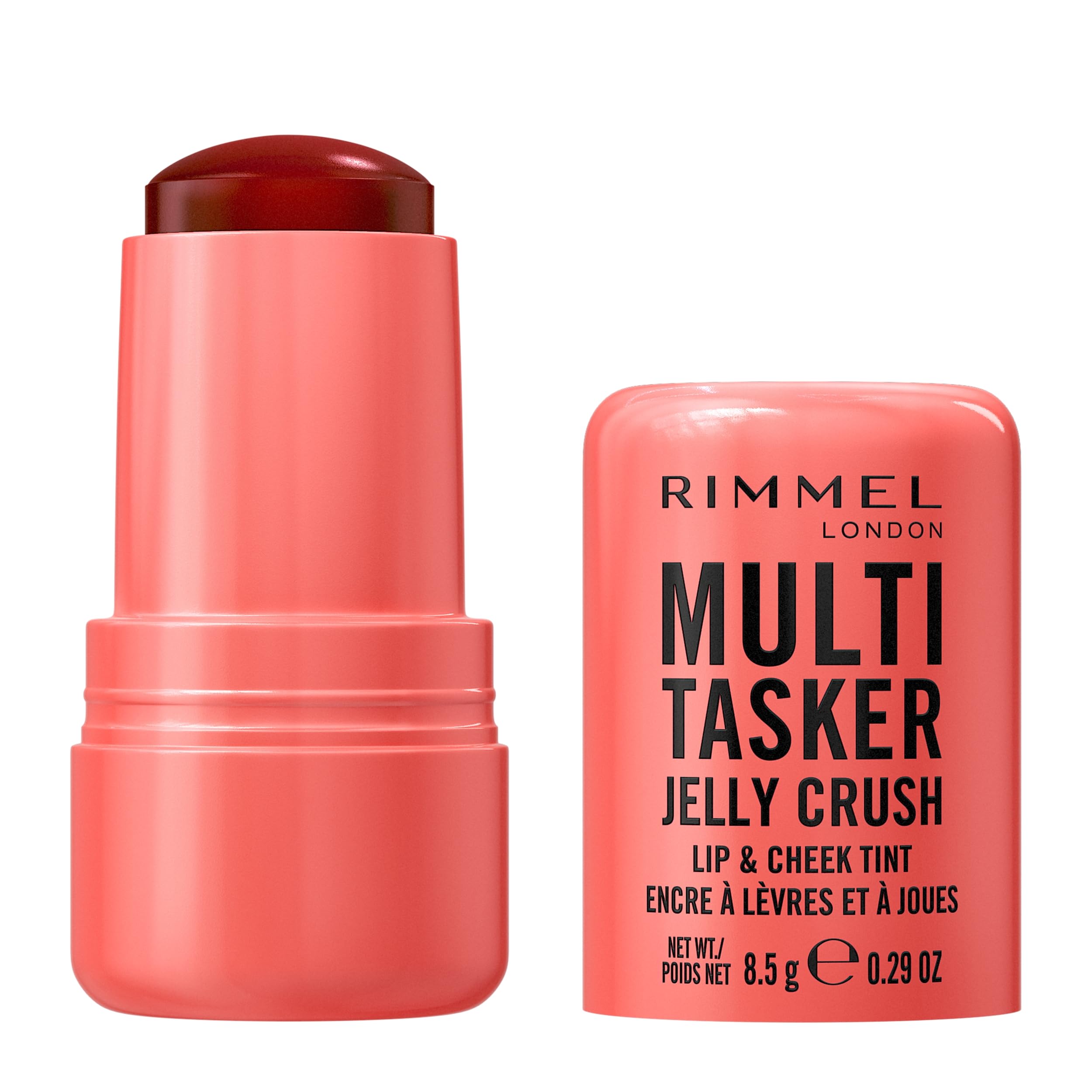 Rimmel Multi Tasker Jelly Crush Lip & Cheek Tint, 300 Peachy Punch, Hydrating Blush and Lip Stain, Easy Removal, Infused with Moisturising Niacinamide, 8.5g
