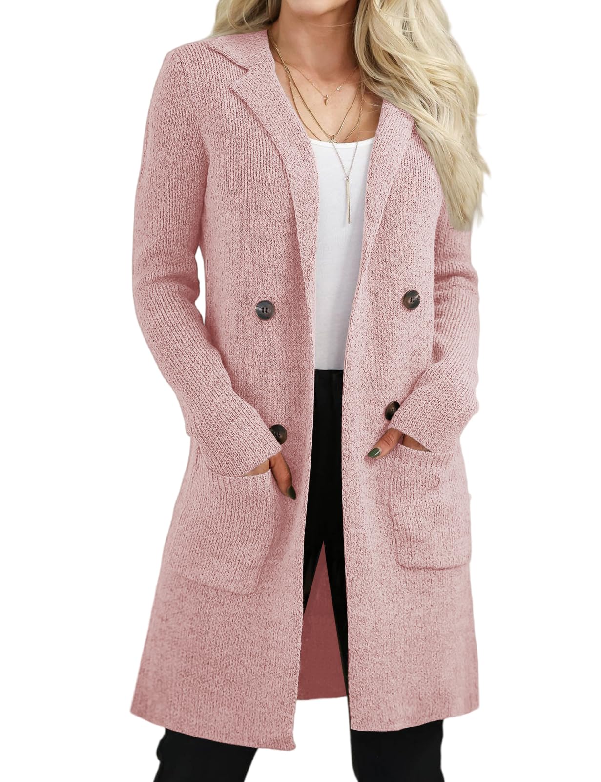 CiCiBird Womens Fall Long Cardigan Sweater Open Front Knit Coats Dressy Casual Jacket Coatigan with Pockets