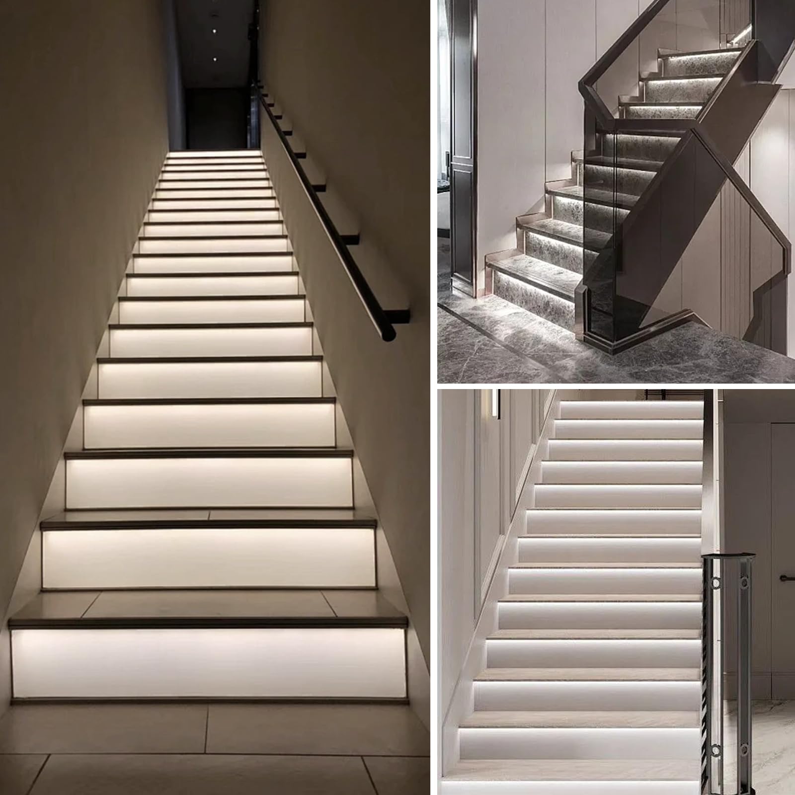 LED-Treppenstufenbeleuchtung mit Bewegungsmelder,20 Stufen LED Treppenlicht Streifen Treppenbeleuchtung Komplettset (Weißes Licht 4000K)