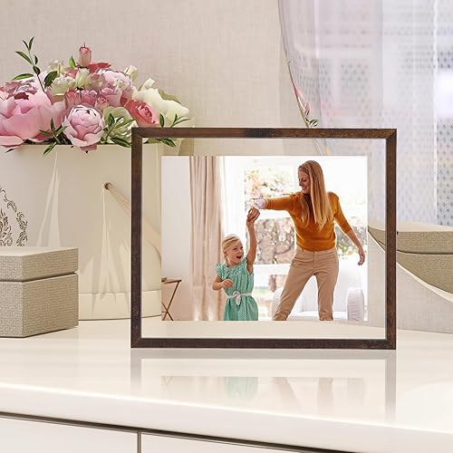 Miniatura 6 de Trwcrt Paquete de 4 portarretratos de 8 x 10 pulgadas, marcos de fotos flotantes rústicos de doble cristal, para fotos de hasta 10 x 12 pulgadas,