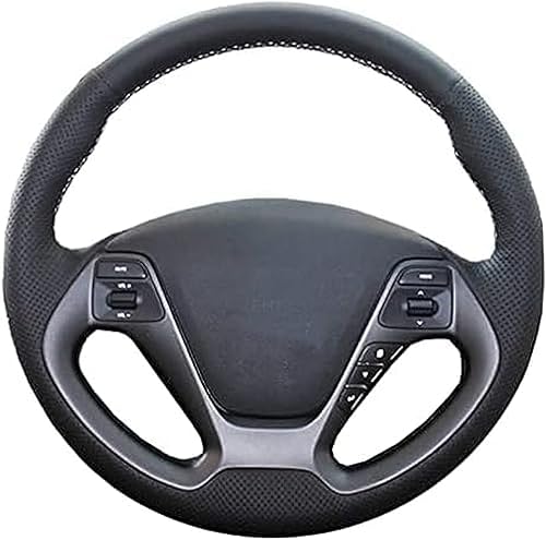 Funda de cuero negro cosida a mano para volante de automóvil, para Kia K3 2013 K2 Rio 2015 2016 Ceed Cee'd 2012-2017 Cerato 2013-2017 DIY Fundas de