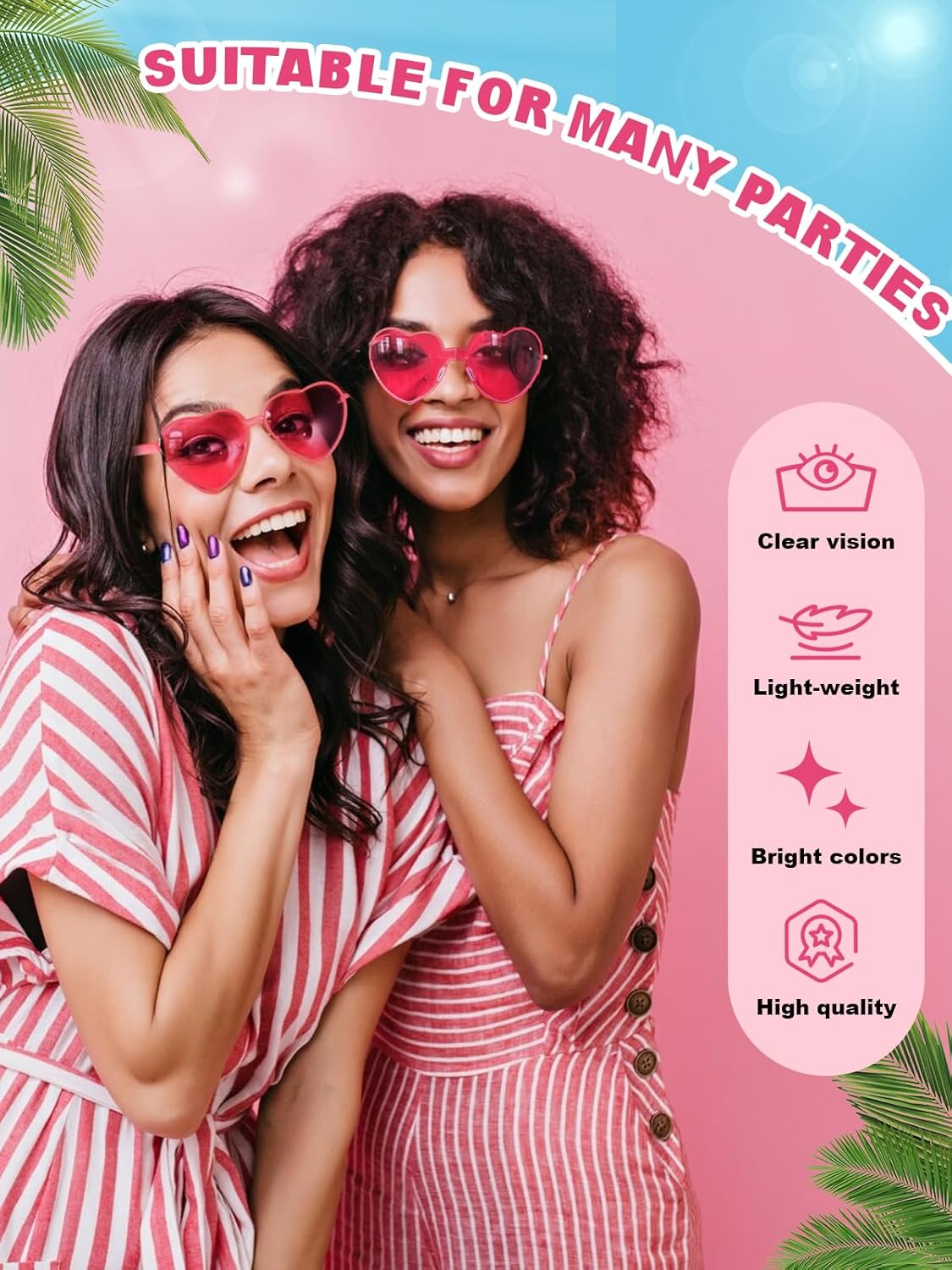 Heart Shaped Sunglasses for Women Colorful Glasses Fun Trendy Transparent Heart Sunglasses Party Favor - Image 2