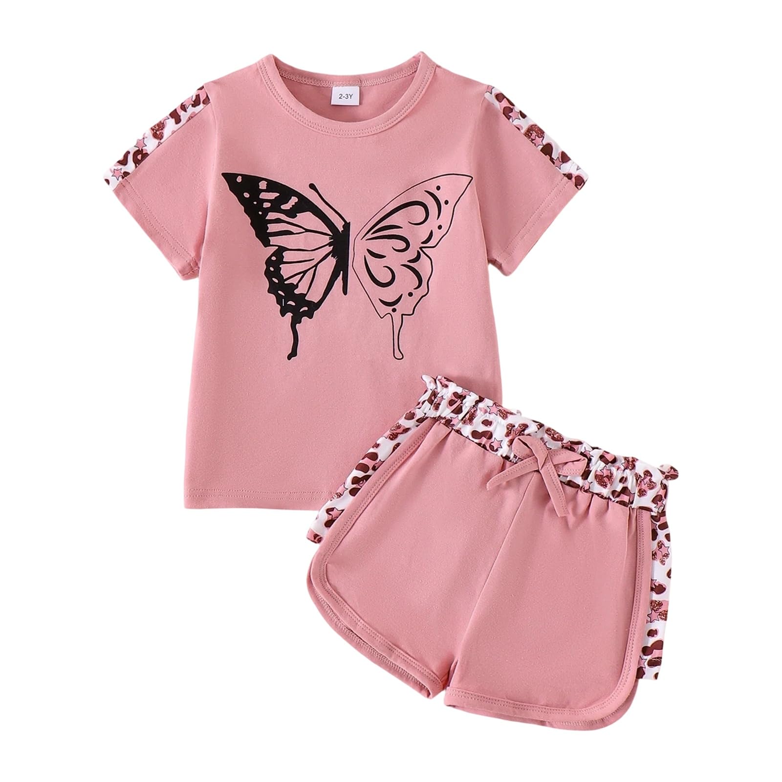 Toddler Girl Clothes 2PCS Leopard T-Shirt + Shorts Set Summer 2-8Y