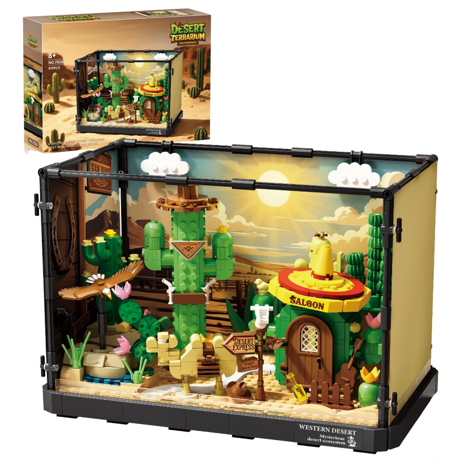 Wüsten-Terrarium Klemmbausteine Set, Western Diorama Modell, 819 Teile