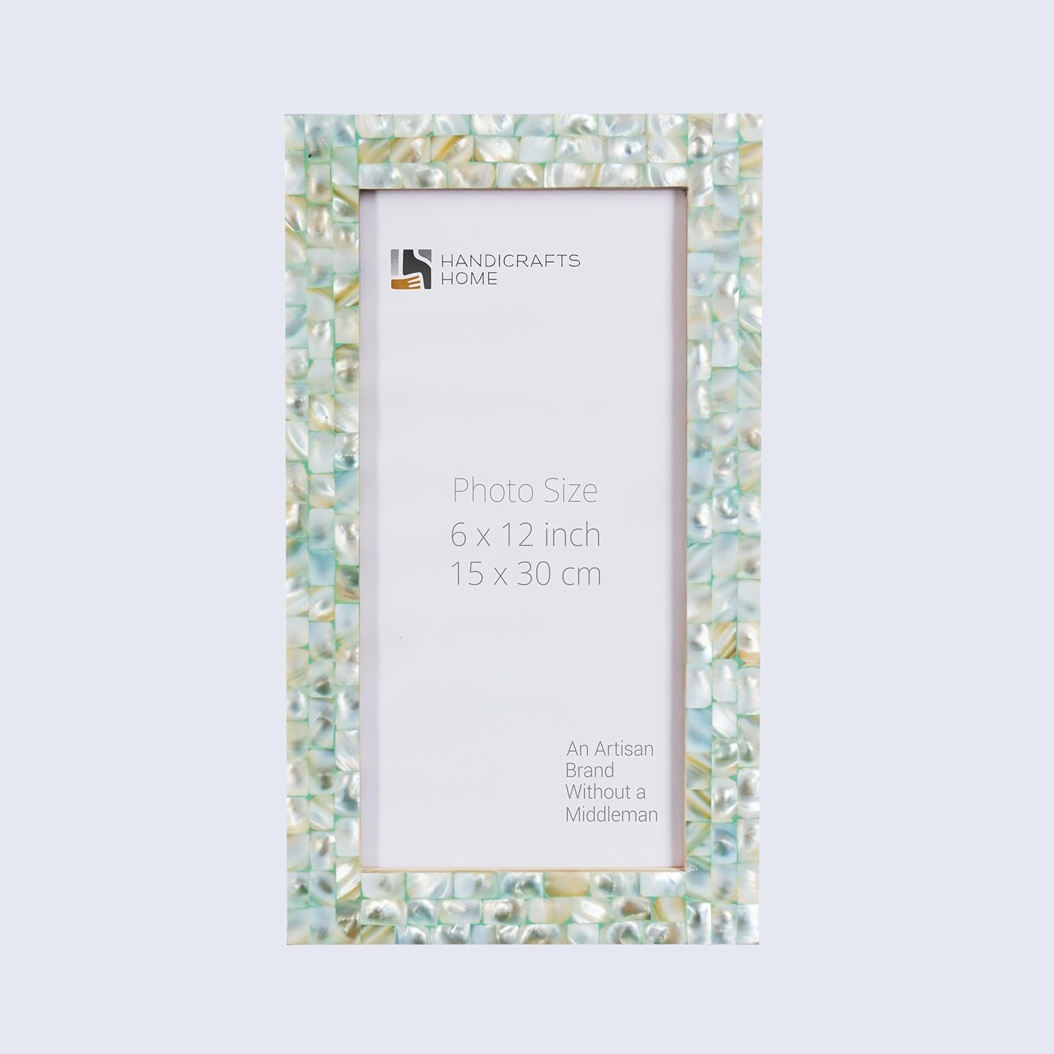 Handicrafts Home 6x12 Poster Frame- Green Mother of Pearl Wall Mount Decorative Picture Frame for Posters, Photos, Diplomas, Certificates, Art Work-Handmade Vintage Home Decor Gift