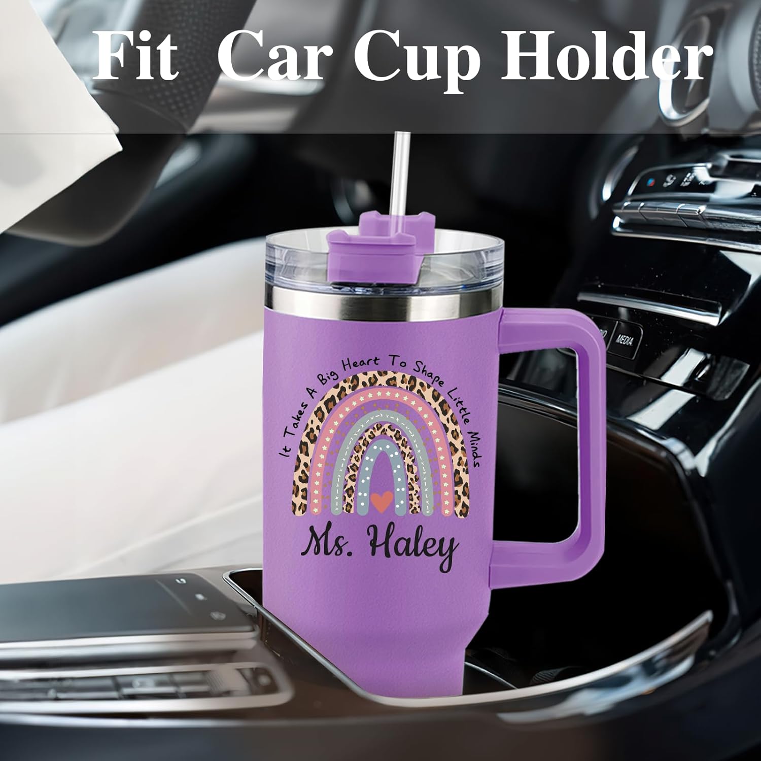 Elemtansy Teacher Appreciation Gifts Personalized Tumbler with Name Custom 40 oz Tumbler with Handle Customized Thank You Teacher Gifts from Students Back to School 2026 Graduation Cup Gifts for Women