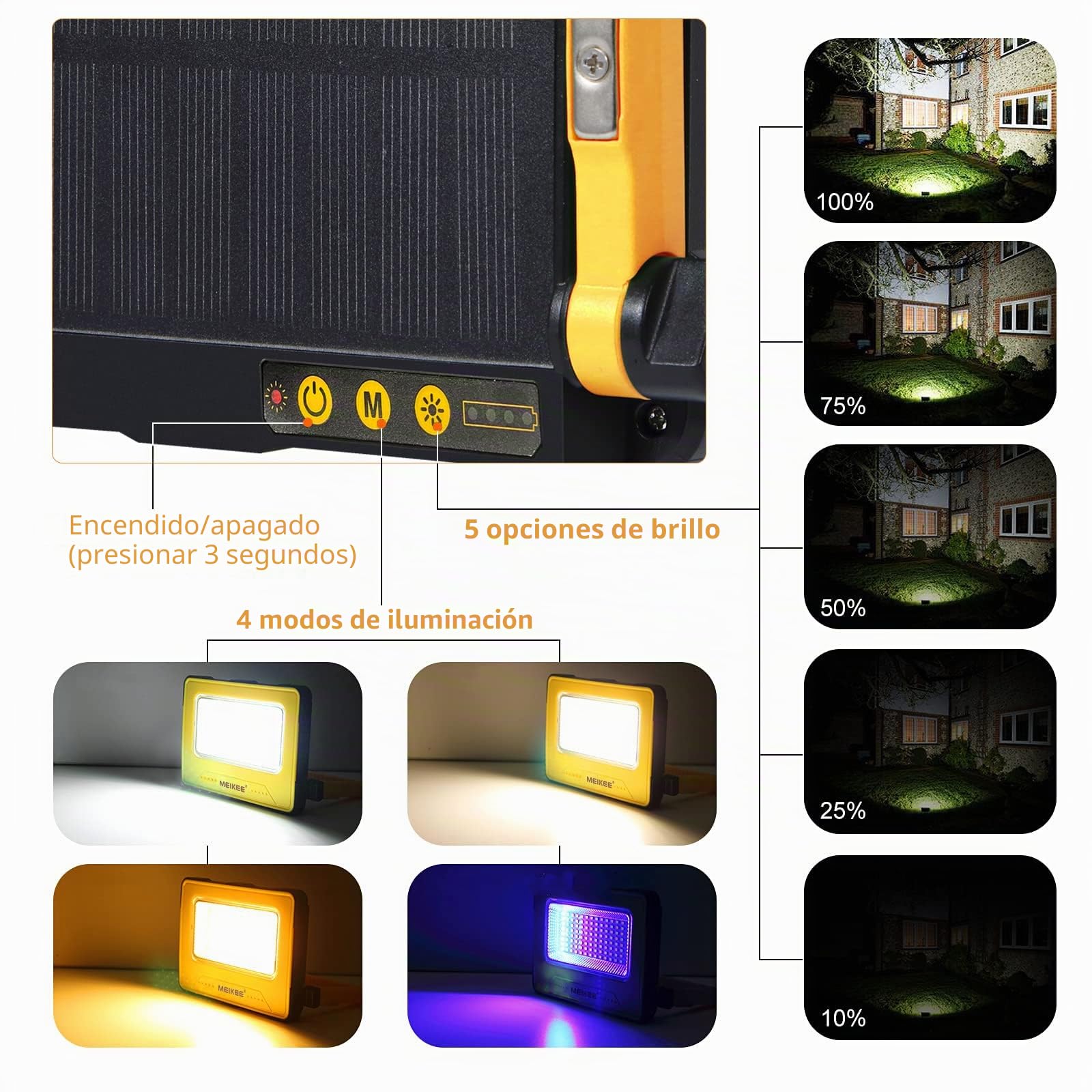MEIKEE - Lámpara LED recargable, proyector led de 60 W