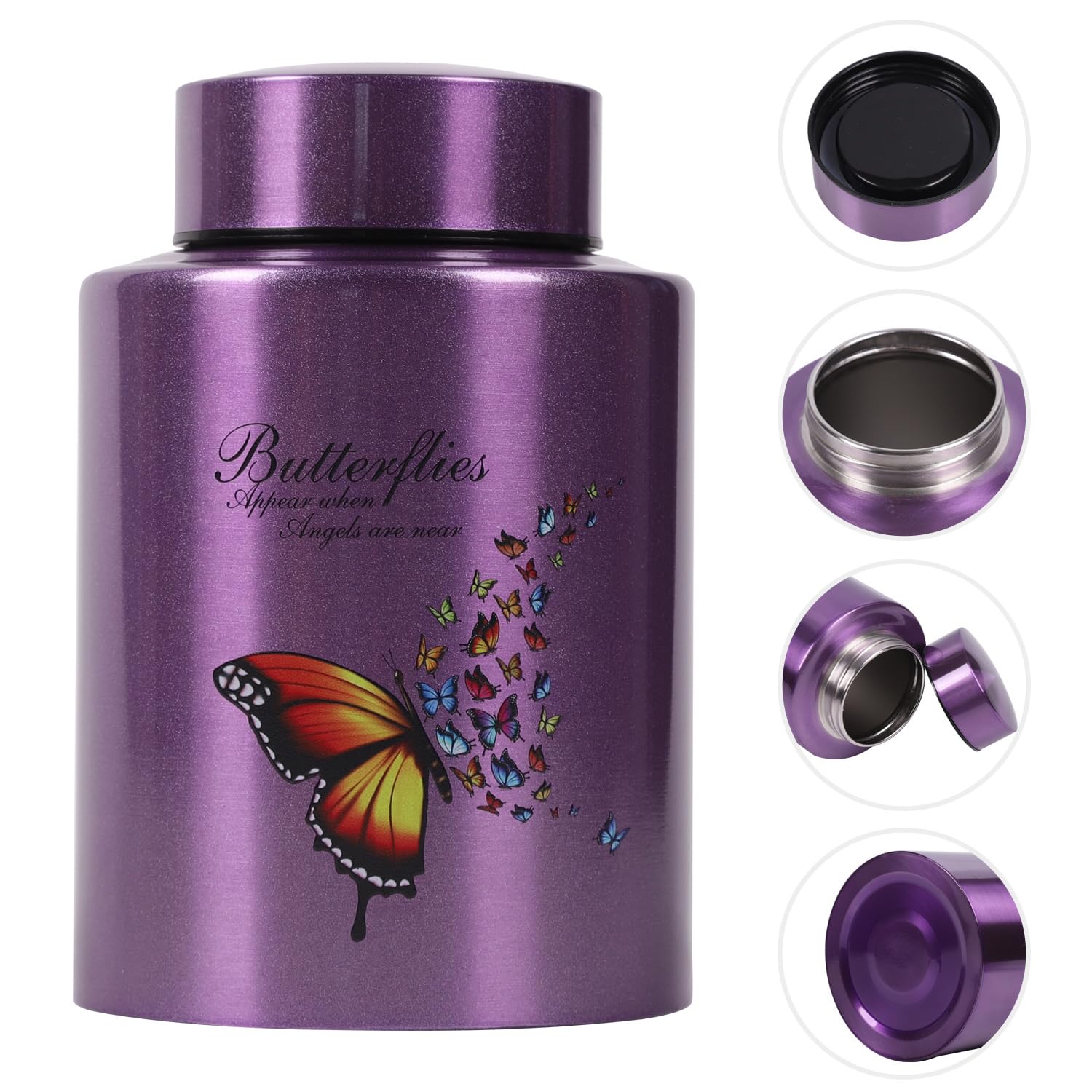 Dioeta Medium Urns for Human Ashes Up to 60 Cubic Inches Medium Sized Urns for Ashes Adult Male Female Keepsake Cremation Urns for Ashes Stainless Steel (Butterflies - Image 2
