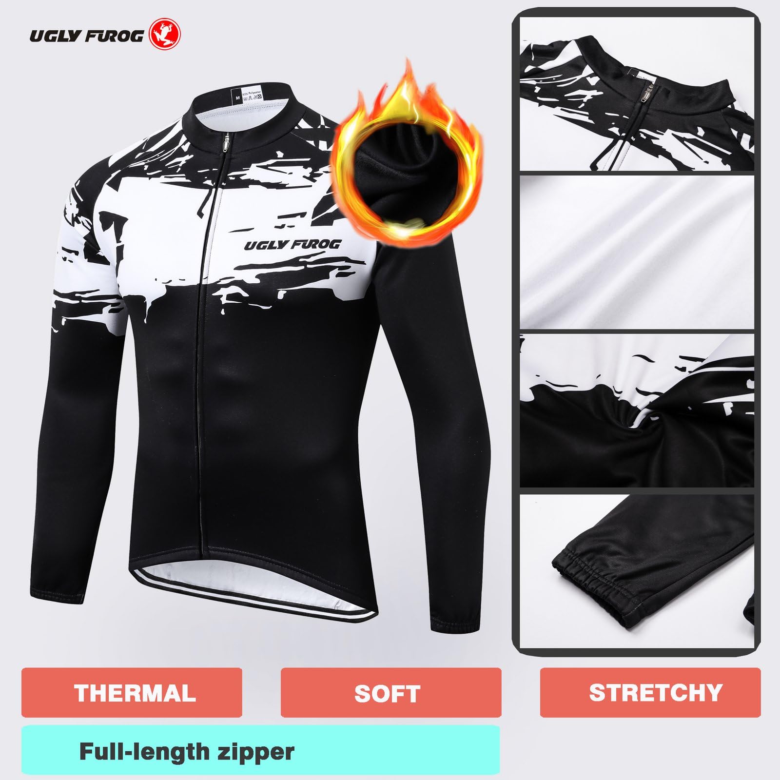 UGLY FROG Maillot Ciclismo Hombre Invierno Manga Larga Conjunto + Pantalones Bicicleta Ropa Set Térmico Transpiración Deportes al Aire Libre