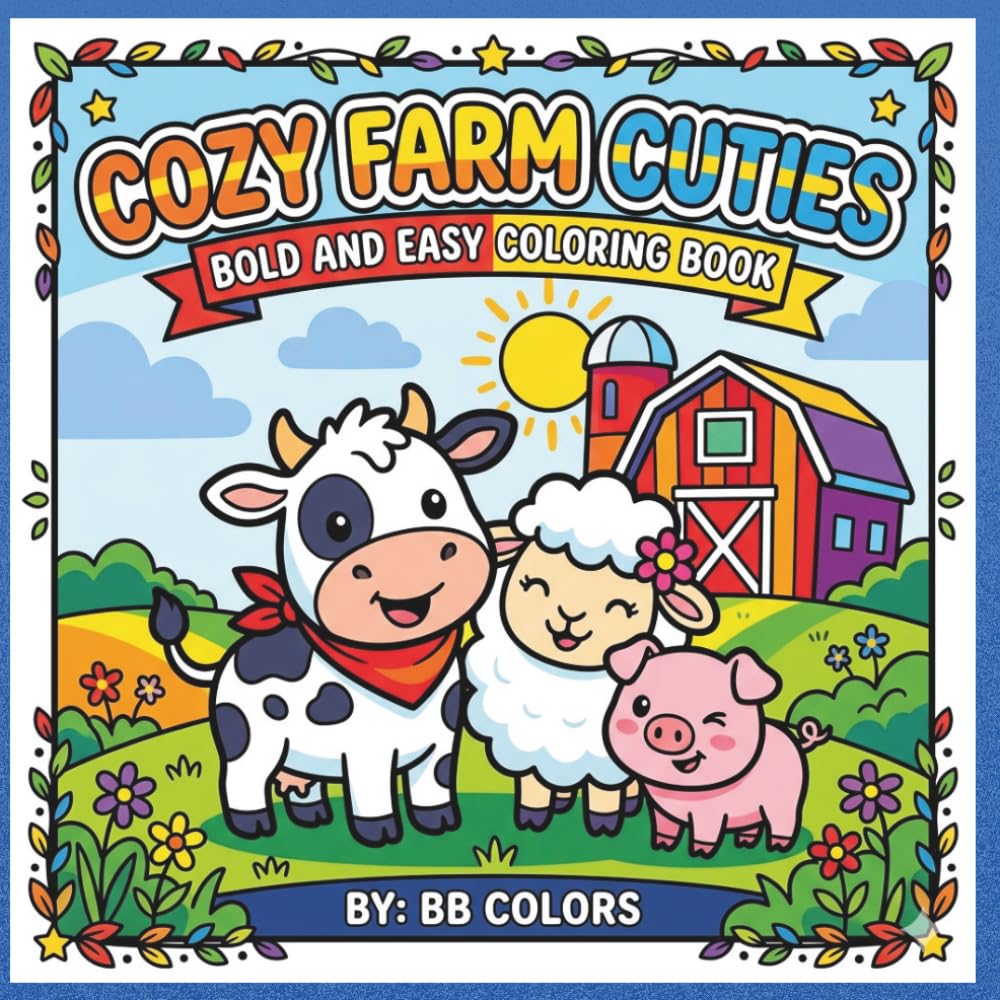 COZY FARM CUTIES: BOLD AND EASY COLORING BOOK