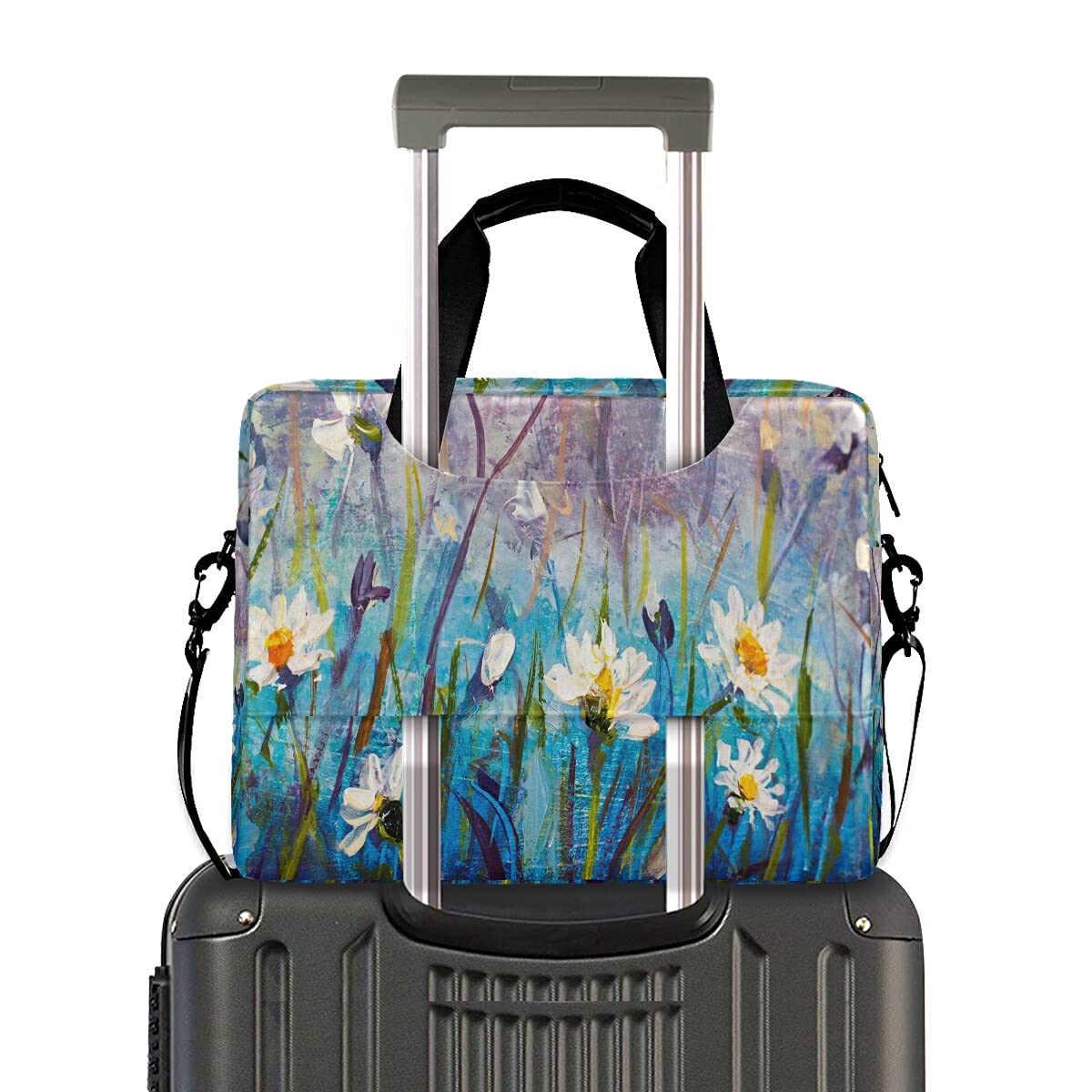TropicalLife Borsa per computer portatile da 15,6 cm e 16 pollici, pittura a olio, margherita, custodia per computer con manico, valigetta per donne, uomini, ragazze, signore, viaggi