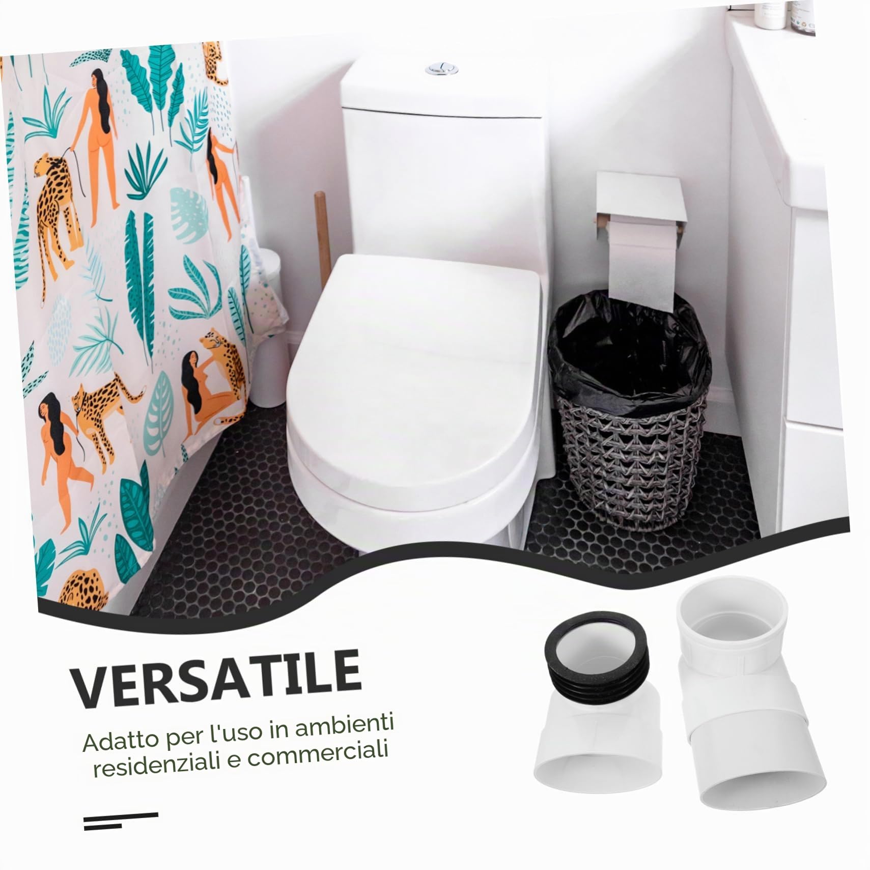 Angoily Dispositivo di Spostamento Wc Regolabile in Pvc Bianco Offset Massimo 10cm, Soluzione Versatile per Bagni Residenziali e Commerciali, Previene Problemi di Drenaggio