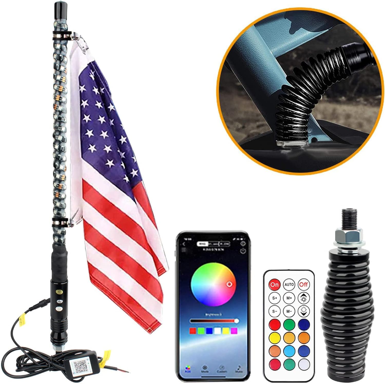 ZCX Luces del Azote de los 3FT/4FT, luz Ambiental Colorida teledirigida del Coche, Luces LED de Las Tiras del RGB Luces de látigo LED (Size : 4FT)