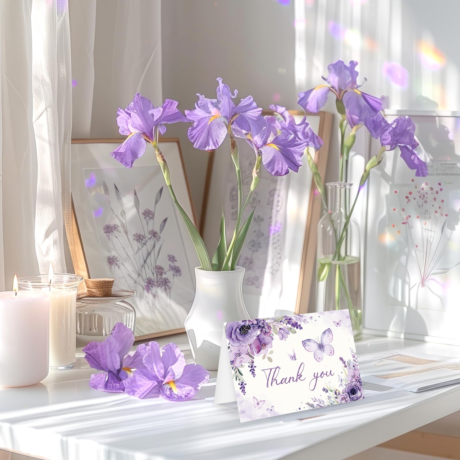 Gooji 4x6 Purple Floral Thank You Cards With Envelopes 20 Pack - View #6