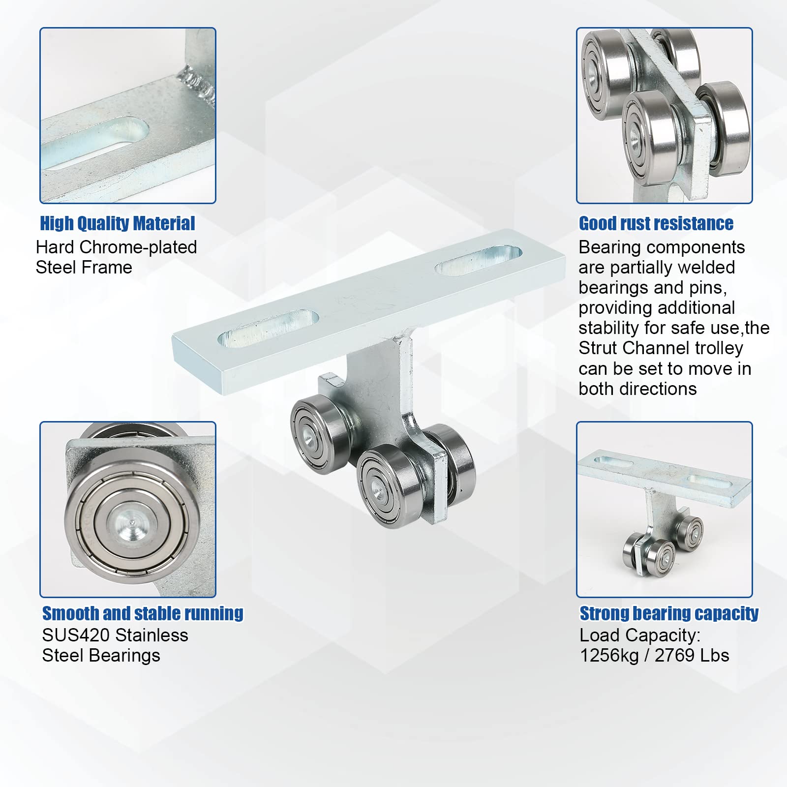 6 Wheel T Type Trolley Assembly Electric Hoist Easy Installation Roller Trolley Silent For Use
