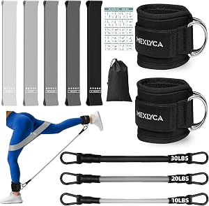Resistance Bands Set – Resistance Band and Adjustable Ankle Exercise Bands with Cuffs Great Equipment for Training, Working Out, Yoga,Home Gym with Training Guidance & Carry Bag,Set of 8