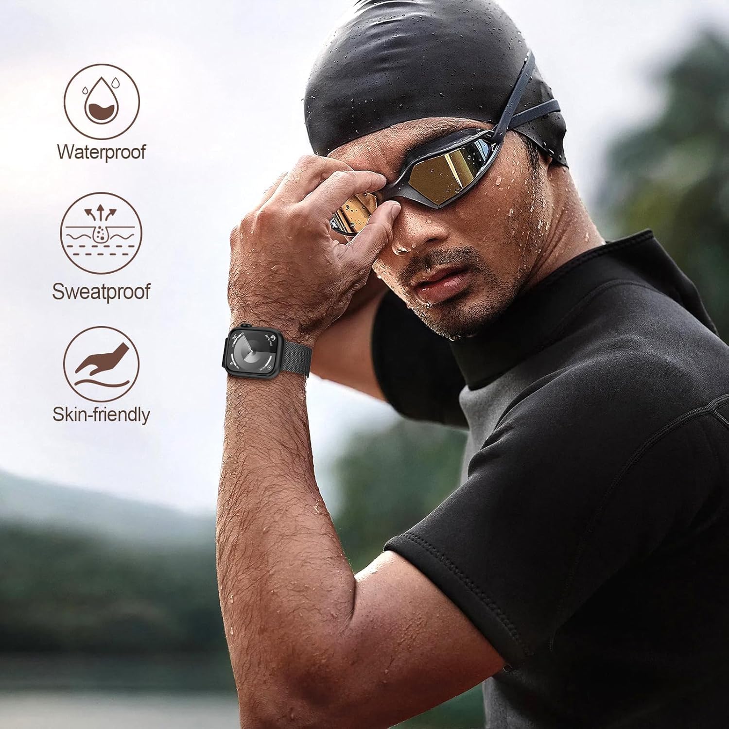 Cinturino Metallo Compatibile con Cinturino Apple Watch 44mm 40mm 41mm 42mm 45mm 46mm 49mm 38mm Donna Uomo, Aggiornato per iWatch Serie 11 10 9 8 7 6 5 4 3 2 1Ultra SE 3 2 1 con Doppio Magnetico