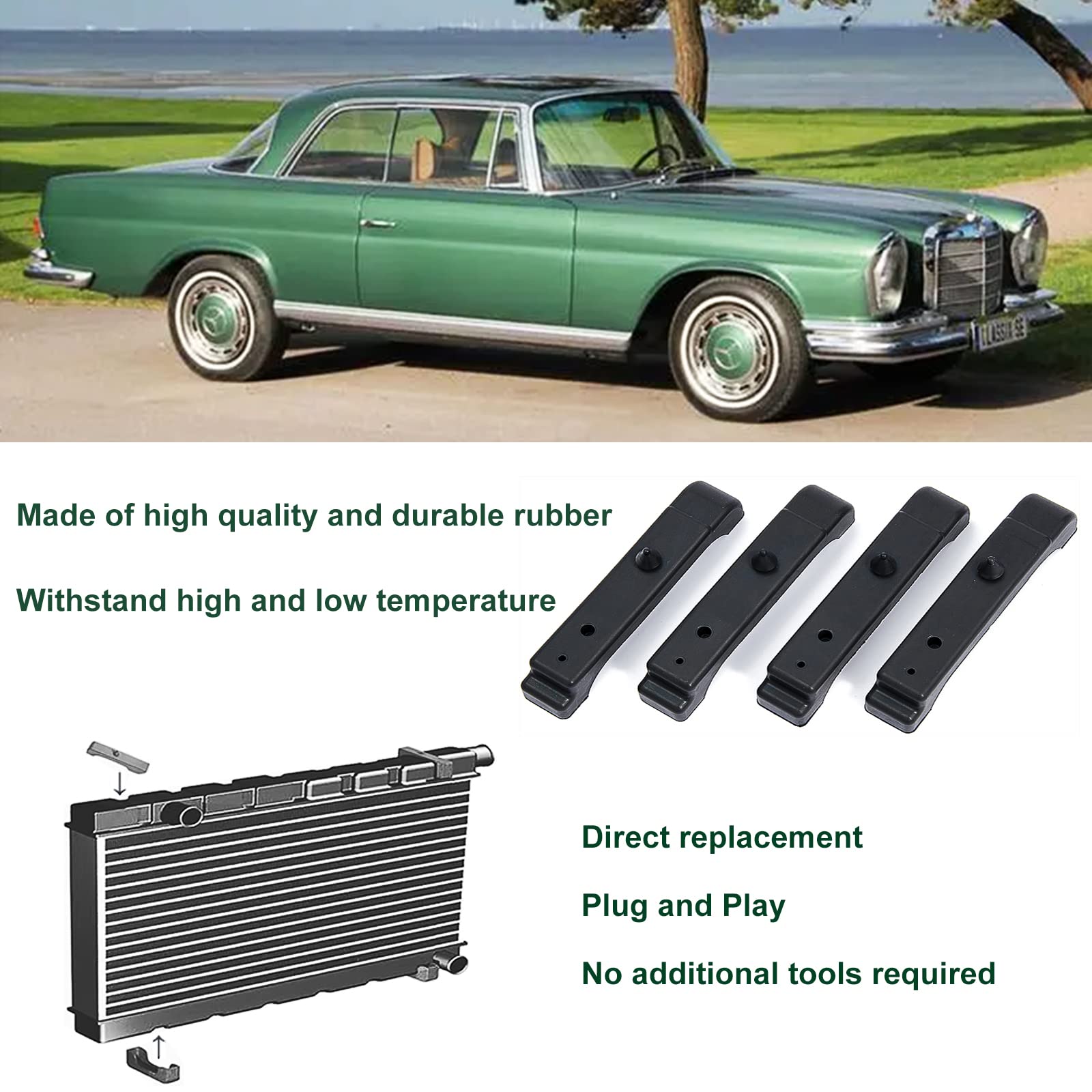 SPRING For Chevrolet Radiator Support Pad Set (1968 1981) Four Rubber