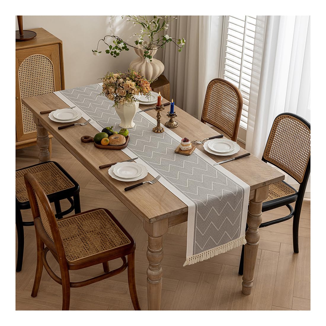 NIUSABOU Kitchen Dining TableDecoration, Farmhouse Table Runner Coffee Cover Multicolor Multiple Sizes(Gray-b,35x300cm(13.7x118.1in))