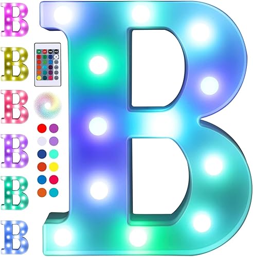 Foaky Letras para marquesina con luces de colores LED, letras para luz nocturna, boda, fiesta de cumpleaños, funciona con baterías, luz de Navidad,