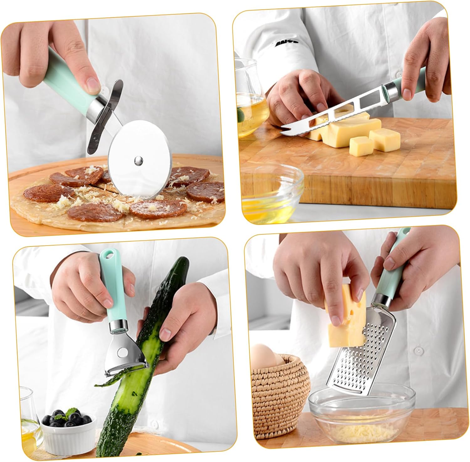 Mikinona 9pc Kitchen Accessory Set Stainless Steel Cooking Tools Non Stick Plastic Handle Cooking Utensils Baking Gadgets