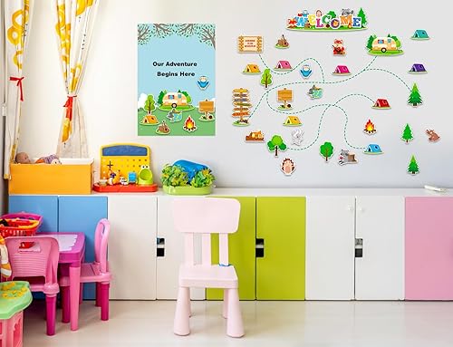 Miniatura 3 de WhatSign Decoración de tablón de anuncios para el aula, recortes de bosque, animales, amigos, decoración de aula, recortes de bienvenida, camping,