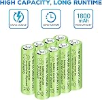 8PCS 1.2V 1800mAh Ni-MH AA Batteries avec USB Chargeur pour Microphone sans fil, Jouets électriques, RC Mouse, Calculatrice, Rasoir, Clavier, Appareils ménagers, Lampes solaires Batteries rechargeables