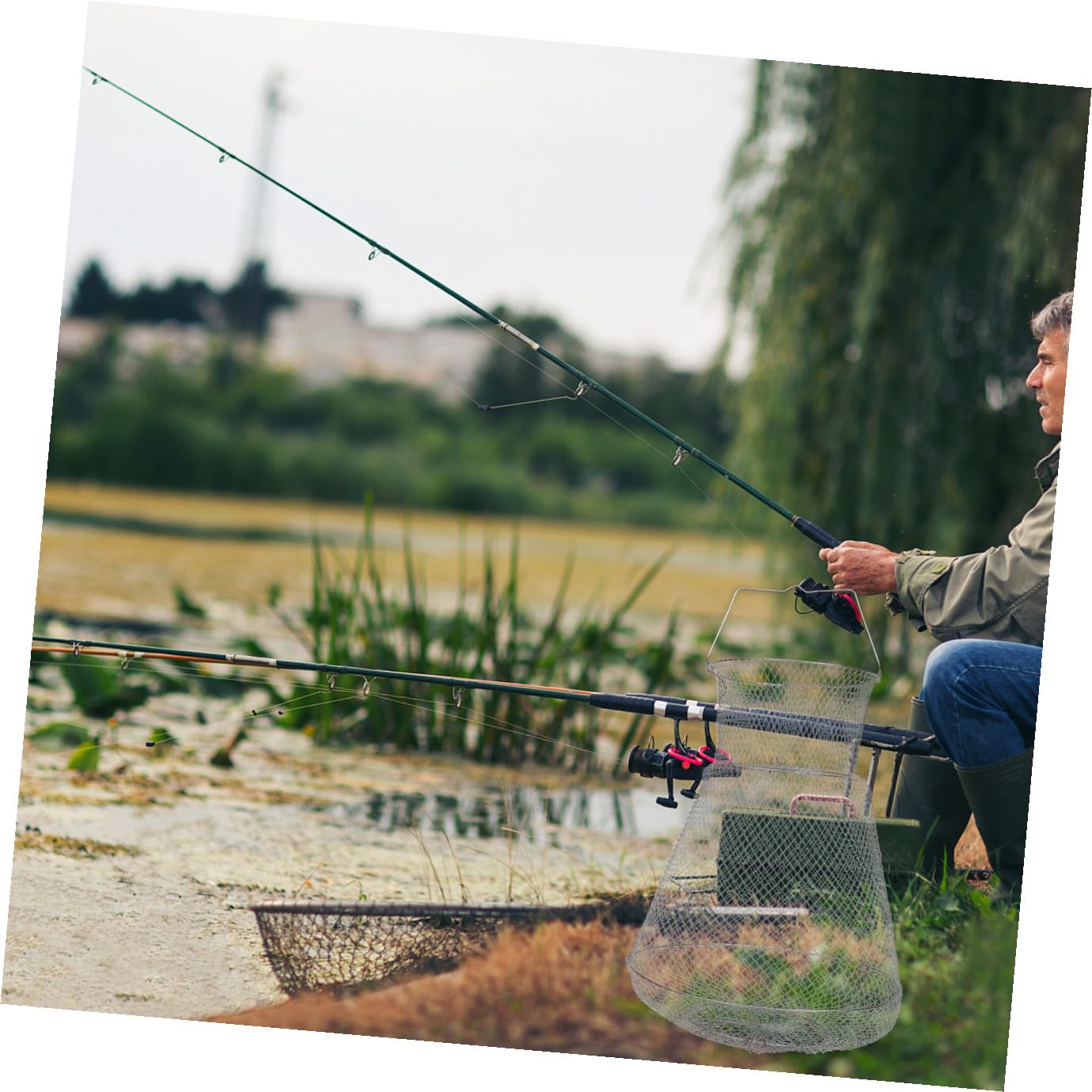 Contenitore per Pesci da Pesca in Acciaio Inox 1 Pz Argento | Pieghevole, per Acqua Salata e Fiume, Portata Robusta, Superficie che Non Graffia, Non Facile da Agganciare
