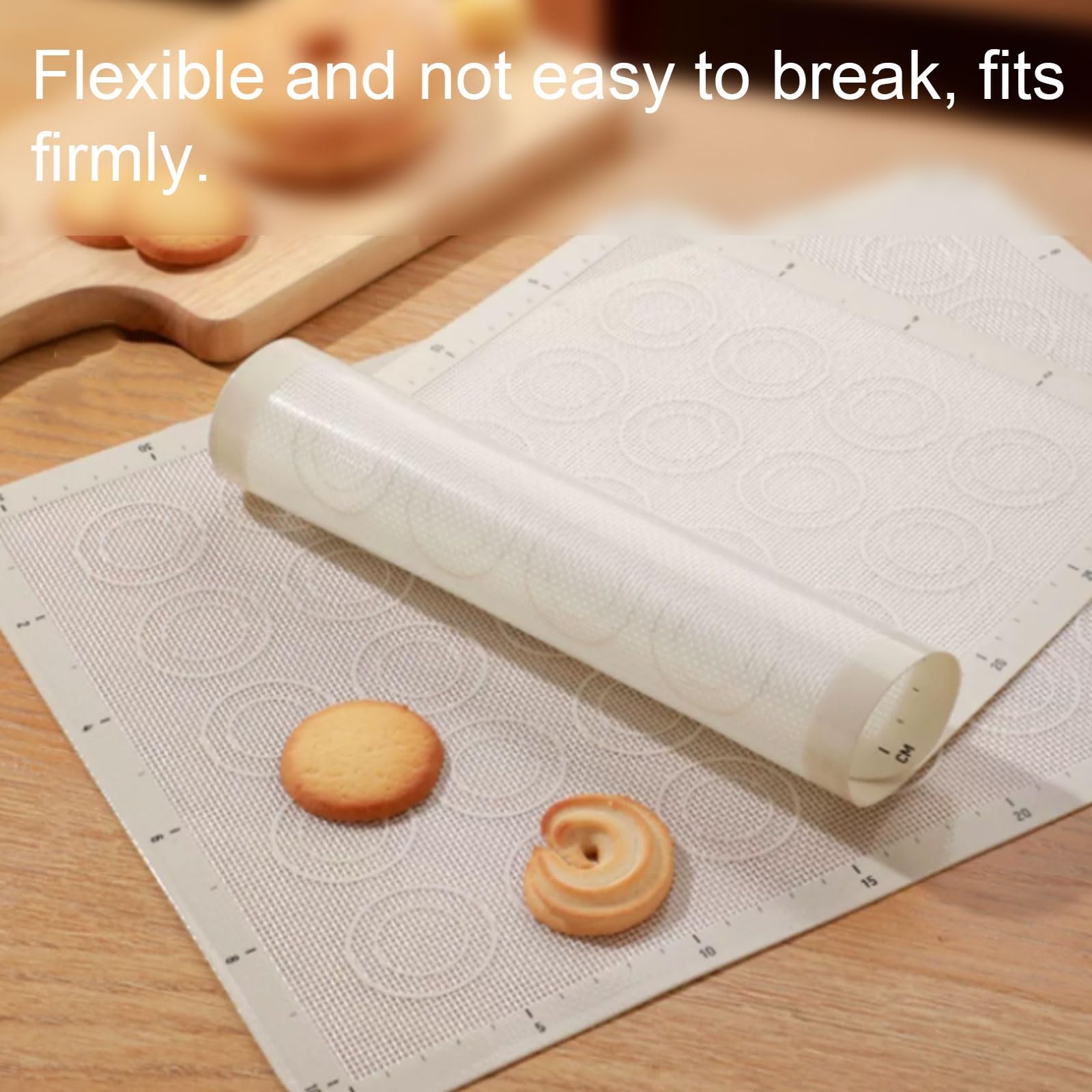 Réutilisable Tapis de cuisson en silicone et fibre de verre, antiadhésif, facile à démouler, double échelle, facile à nettoyer, réutilisable Ne colle pas(38.5cm/15.1in)