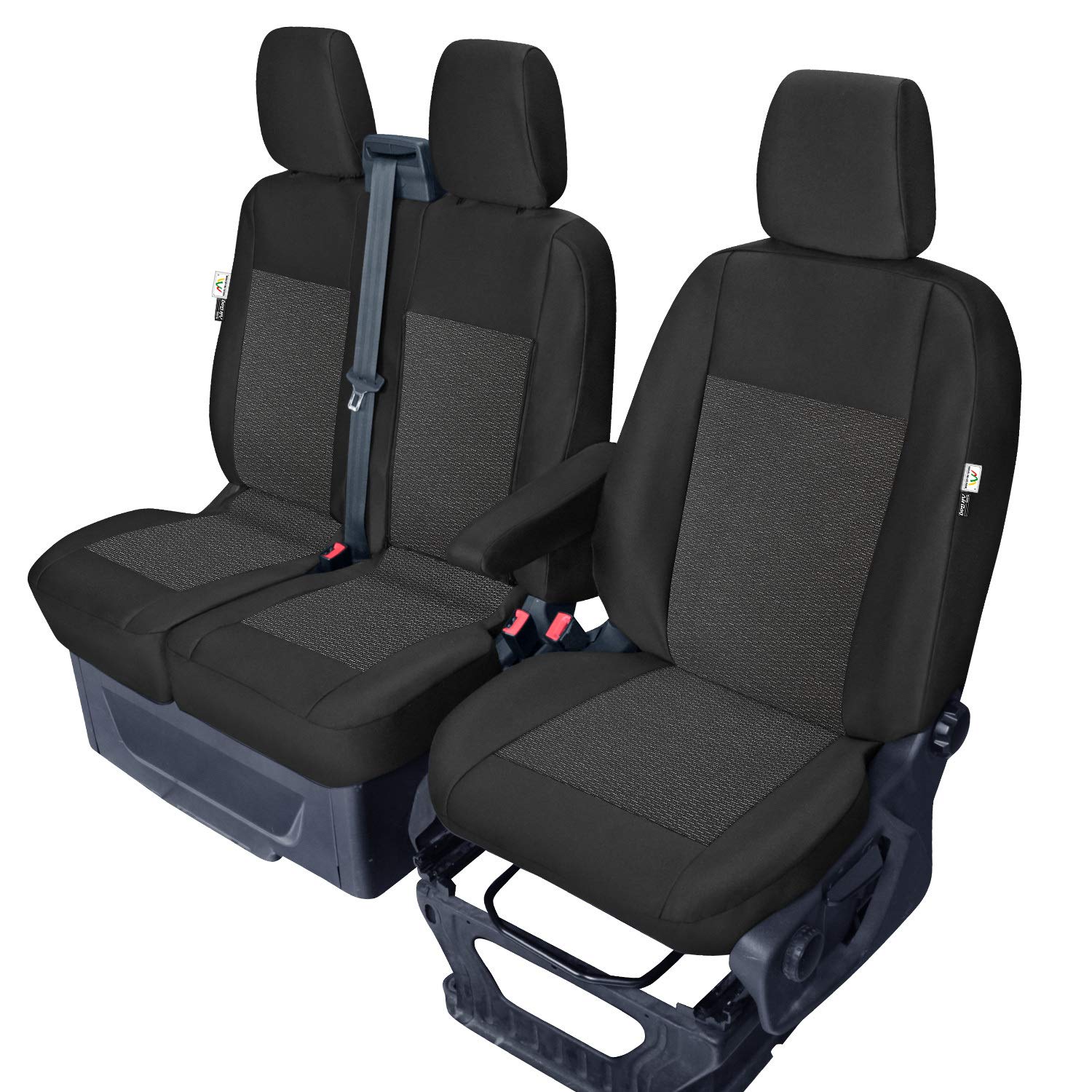 Coprisedili Kegel-Blazusiak su misura in Poliestere per Ford Transit Custom dal 2012 al 2018, Nero