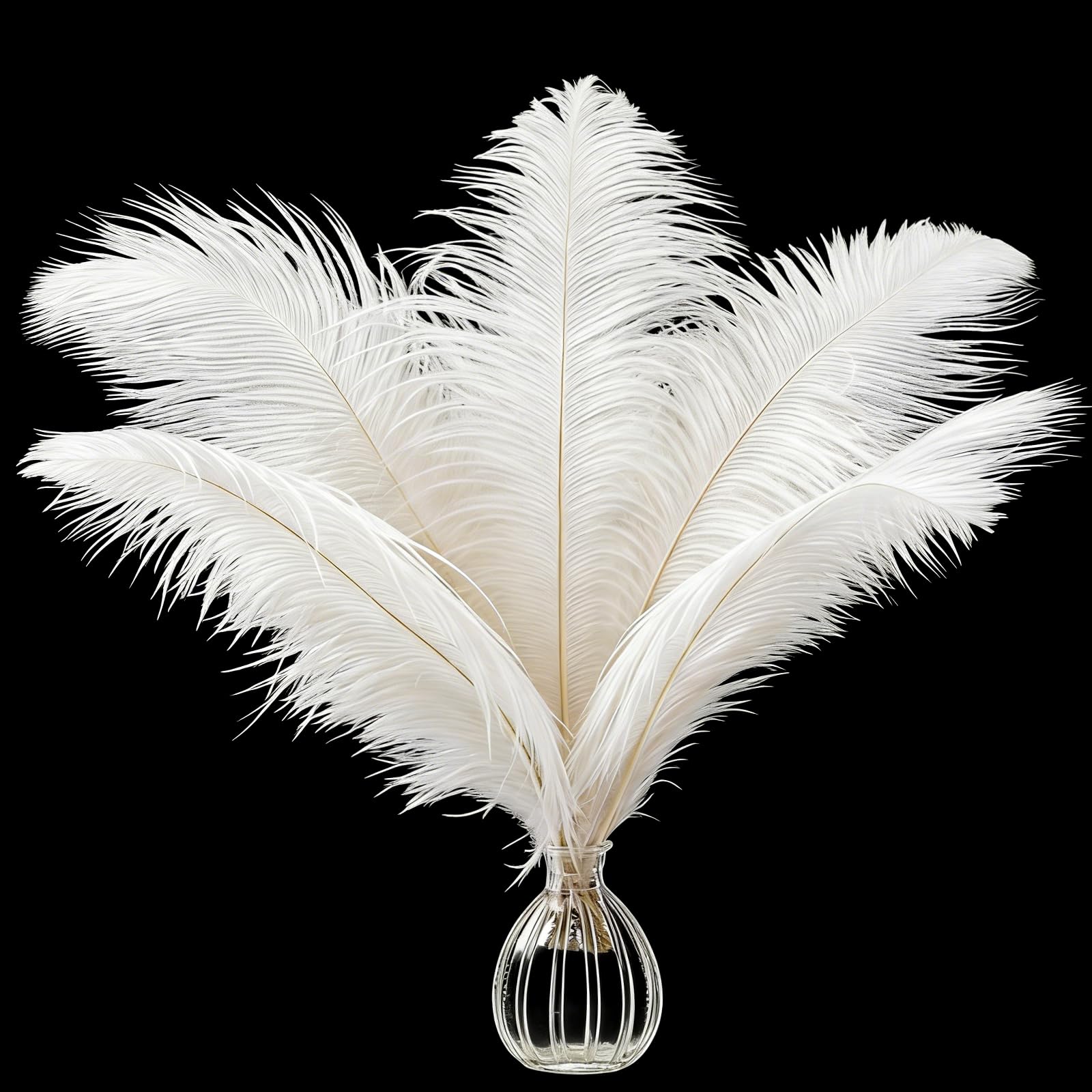 AOOTE Ostrich Feathers Plume, 12 Pcs Natural Ostrich Feathers, 25-30cm Dyed Ostrichs Feather, White Party Table Feather for Wedding Home Table Christmas Decoration DIY Crafts, White