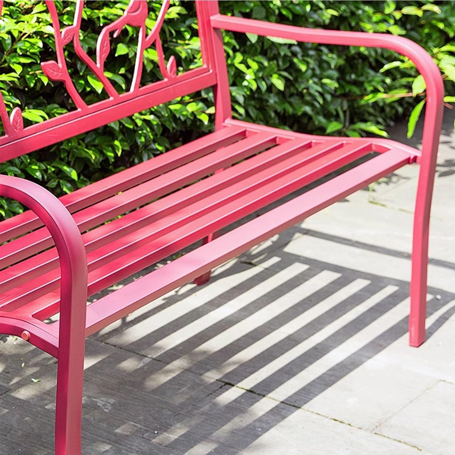 Banco de jardín metálico para 2 Personas, con Respaldo y reposabrazos, para Uso Interior y Exterior.