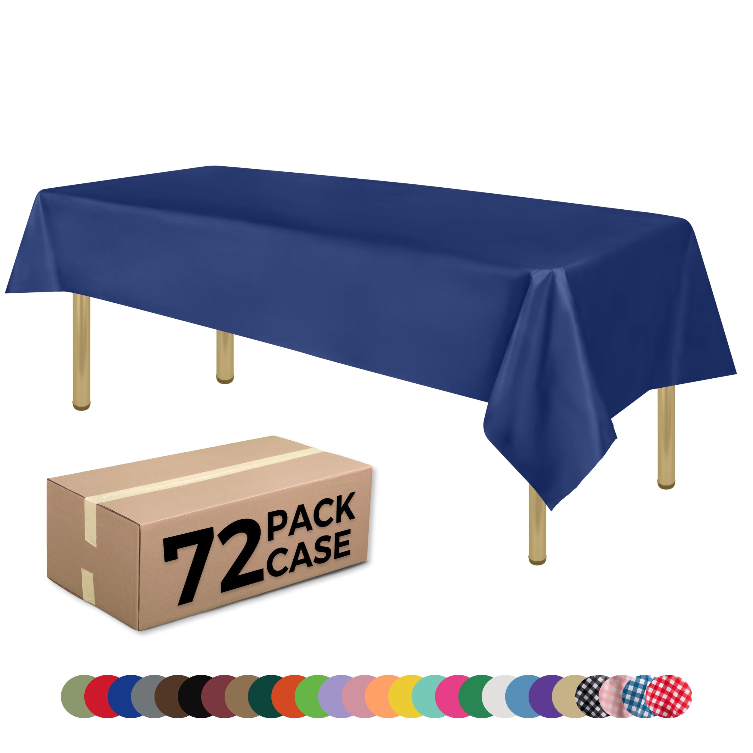 ZIMPLEWARE Navy Blue Standard Disposable Plastic Party Tablecloth [Case of 72] 54 x 108” Rectangle Table Cover for Indoor & Outdoor Use — image 1