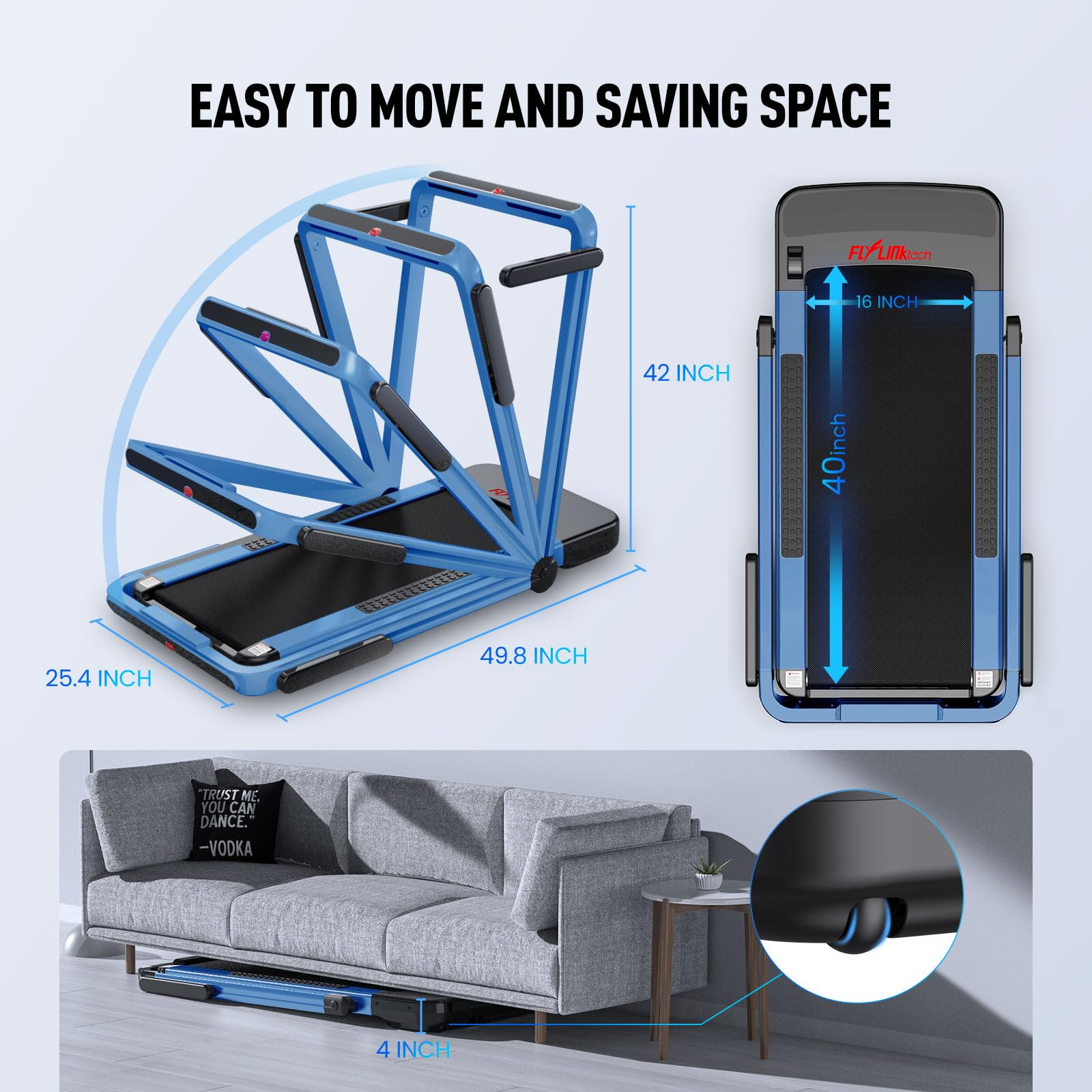 Amazon.co.jp: FLYLINKTECH 2 in 1 Foldable Treadmill 2.25HP Under 