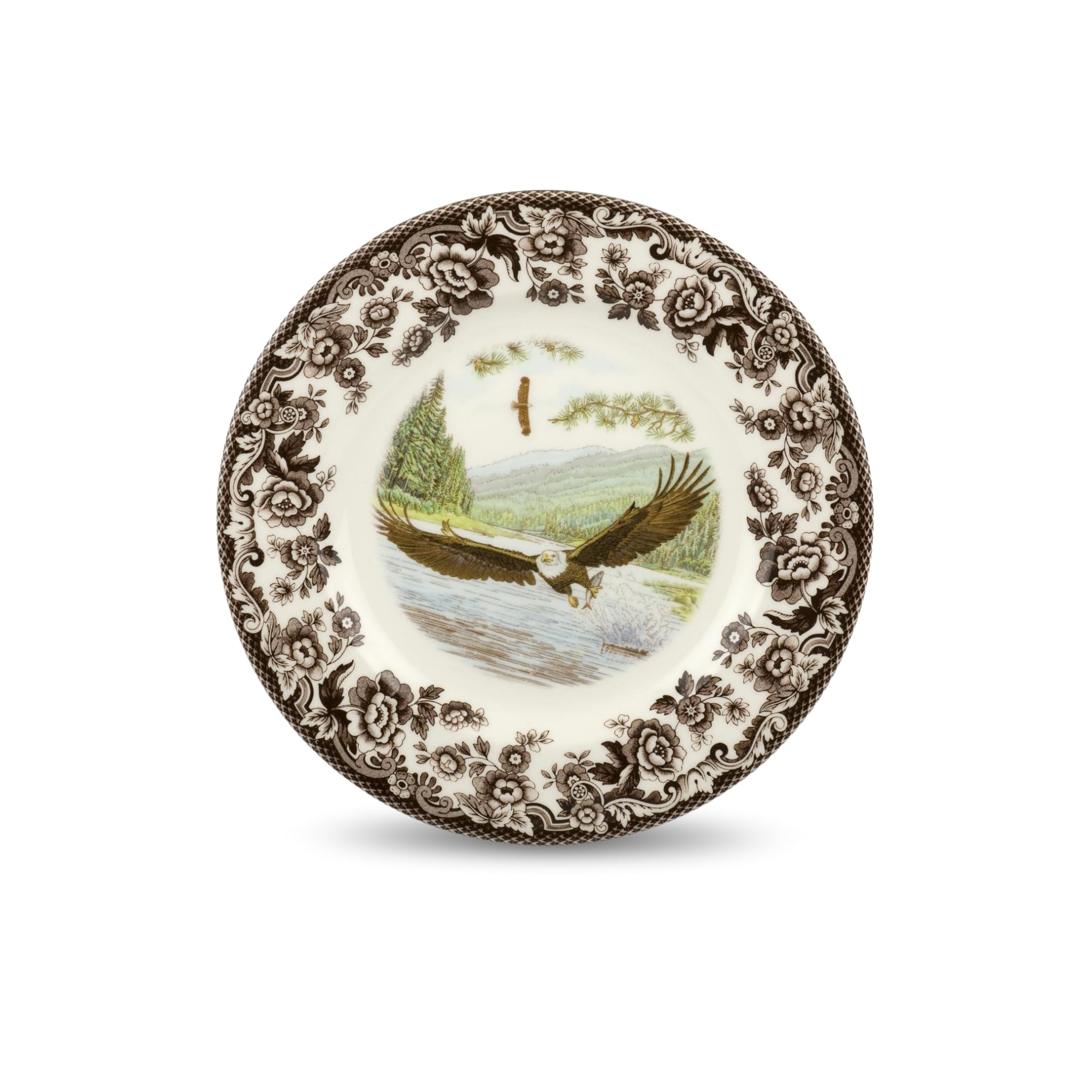 Woodland Salad Plate, Bald Eagle, 8” | Made in England | Ideal Hunting Cabin Décor | Microwave and Dishwasher Safe