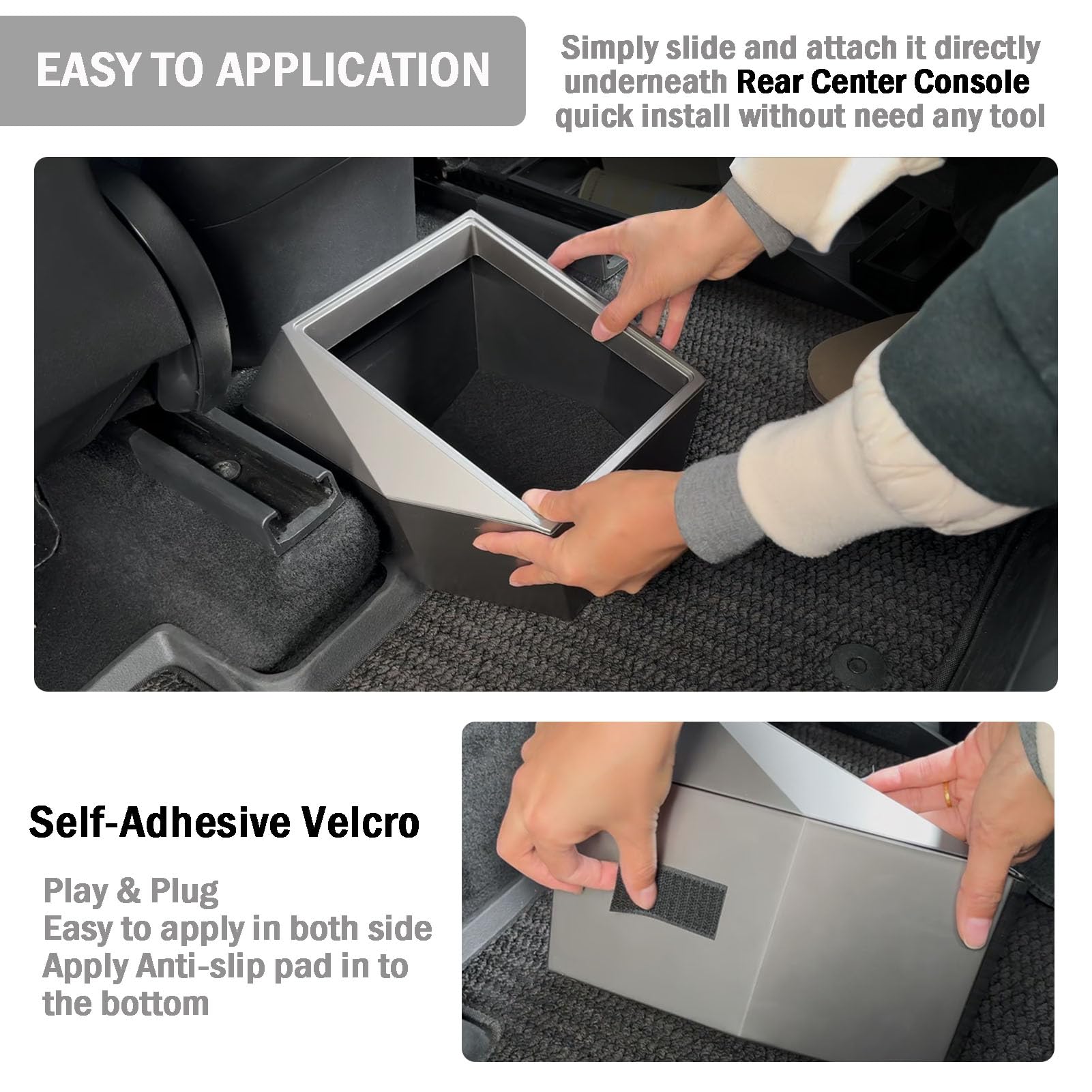 RAZOVEYI For Tesla Model Y Rear Center Console Organizer - Trash Can Backseat Organizer Interior Accessories For Tesla Model Y 2021 2022 2023 2024