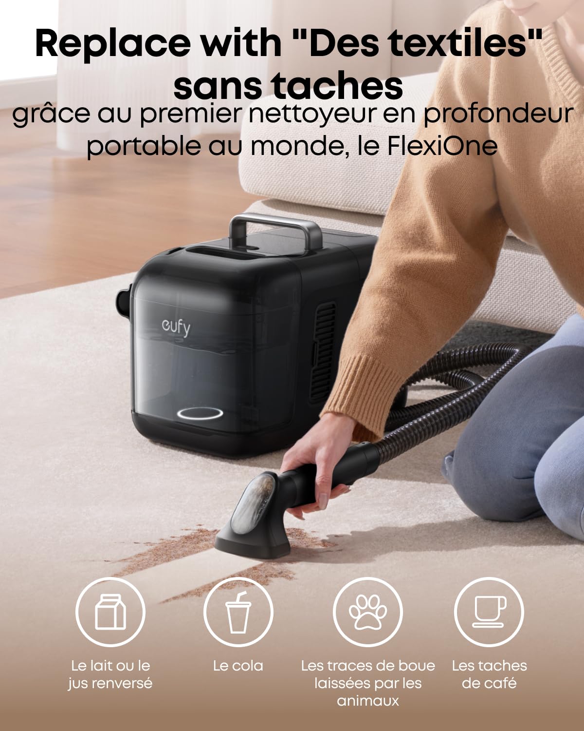 eufy Robot aspirateur Omni E28, Nettoyeur en Profondeur Portable, système HydroJet, Aspiration Turbo de 20 000 Pa, brosses démêlantes DuoSpiral, Bras CornerRover, Station Tout-en-Un