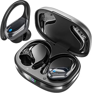 HAOYUYAN BX17 Wireless Earbuds: 80H Playtime, IPX7 Waterproof, ENC Noise Canceling Bluetooth Headphones for Running & Workout (Black)