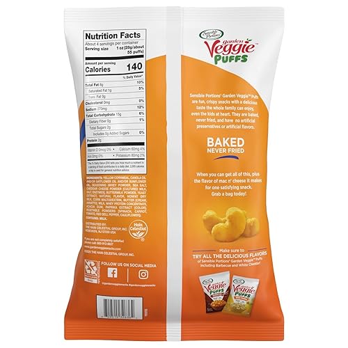 Vista 26 de Sensible Portions Garden Veggie Puffs, Screamin' caliente, 3.75 oz (paquete de 6)