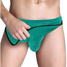 ZONBAILON Mens Boxers, G-String Backed Pouch Thongs with Skirting, Sexy Sleep Shorts Silky Pajama Underwear, Split Side