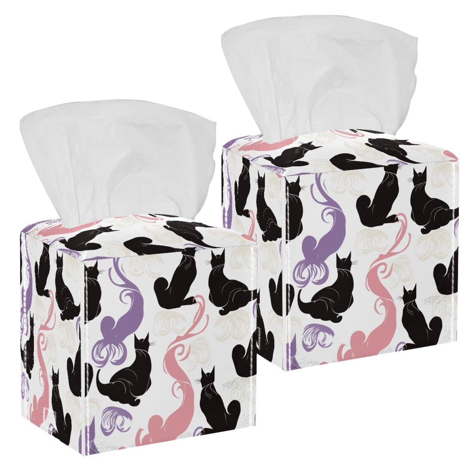 Boîte à mouchoirs chat en cuir pour voiture et coiffeuse Distributeur blanc élégant