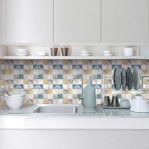 Miniatura 3 de 10 hojas de azulejos autoadhesivos para azulejos de cocina y baño, azulejos de pared para baño, cocina, azulejos de pared (4 x 4 pulgadas)