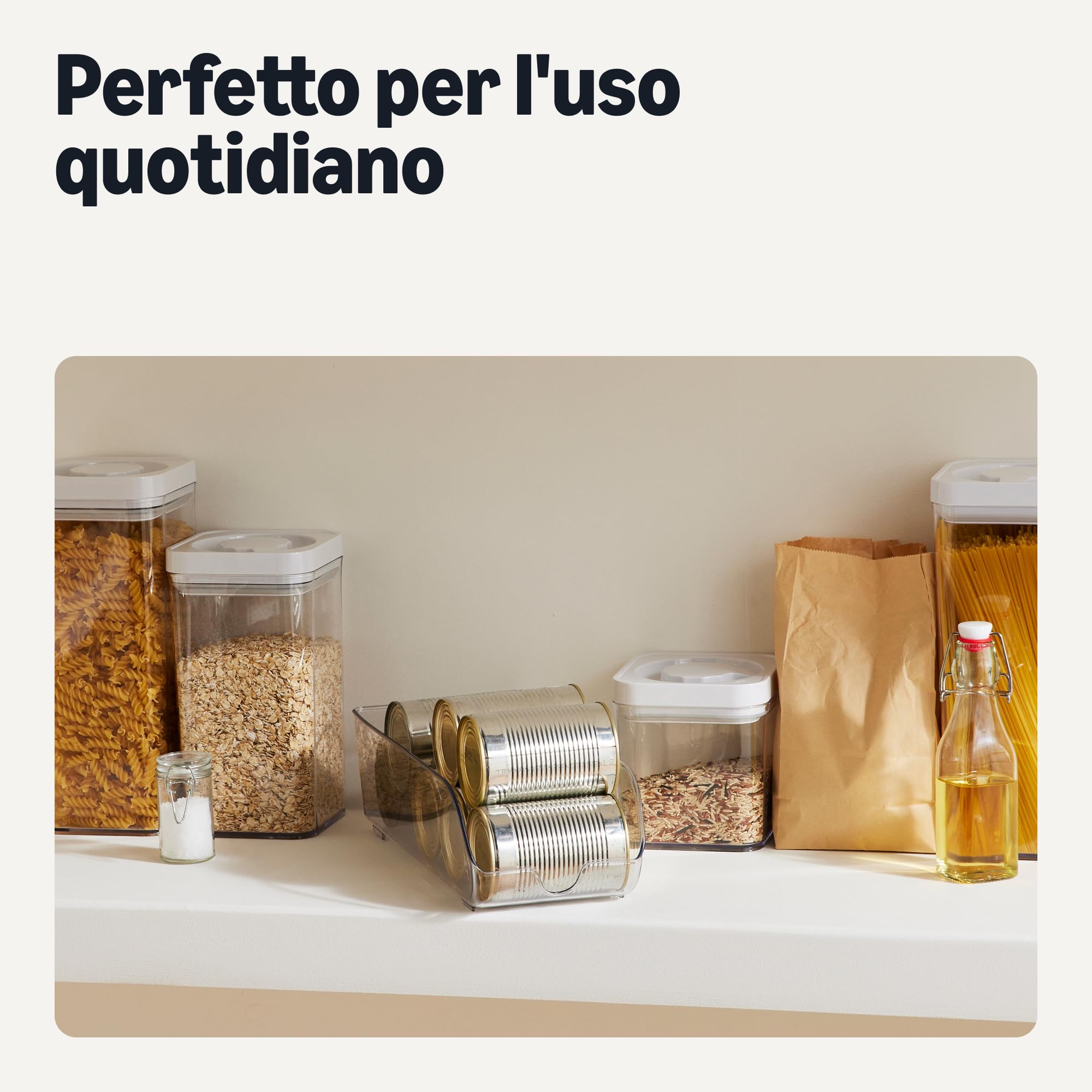 Amazon Basics Organizer per Alimenti e Bevande in Lattina per Frigorifero o Dispensa, Set di 2 Pezzi, Dispenser Automatico, Lati Trasparenti, Non Impilabile